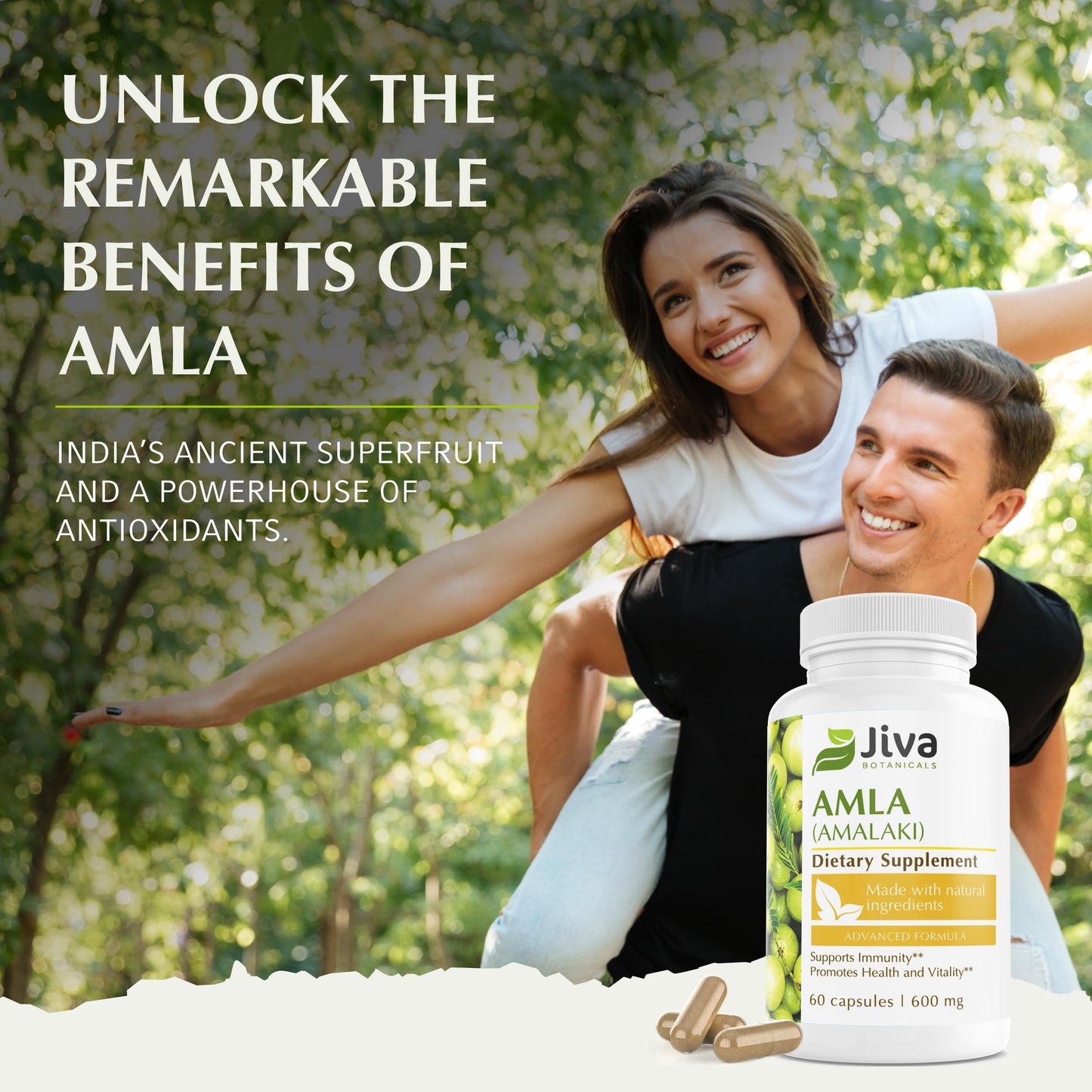 Jiva Botanicals Amla Capsules, Indian Gooseberry Supplement, 60 Count
