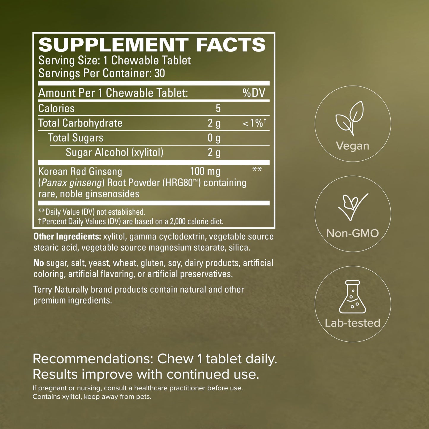 Terry Naturally Red Ginseng Powder 30 Count