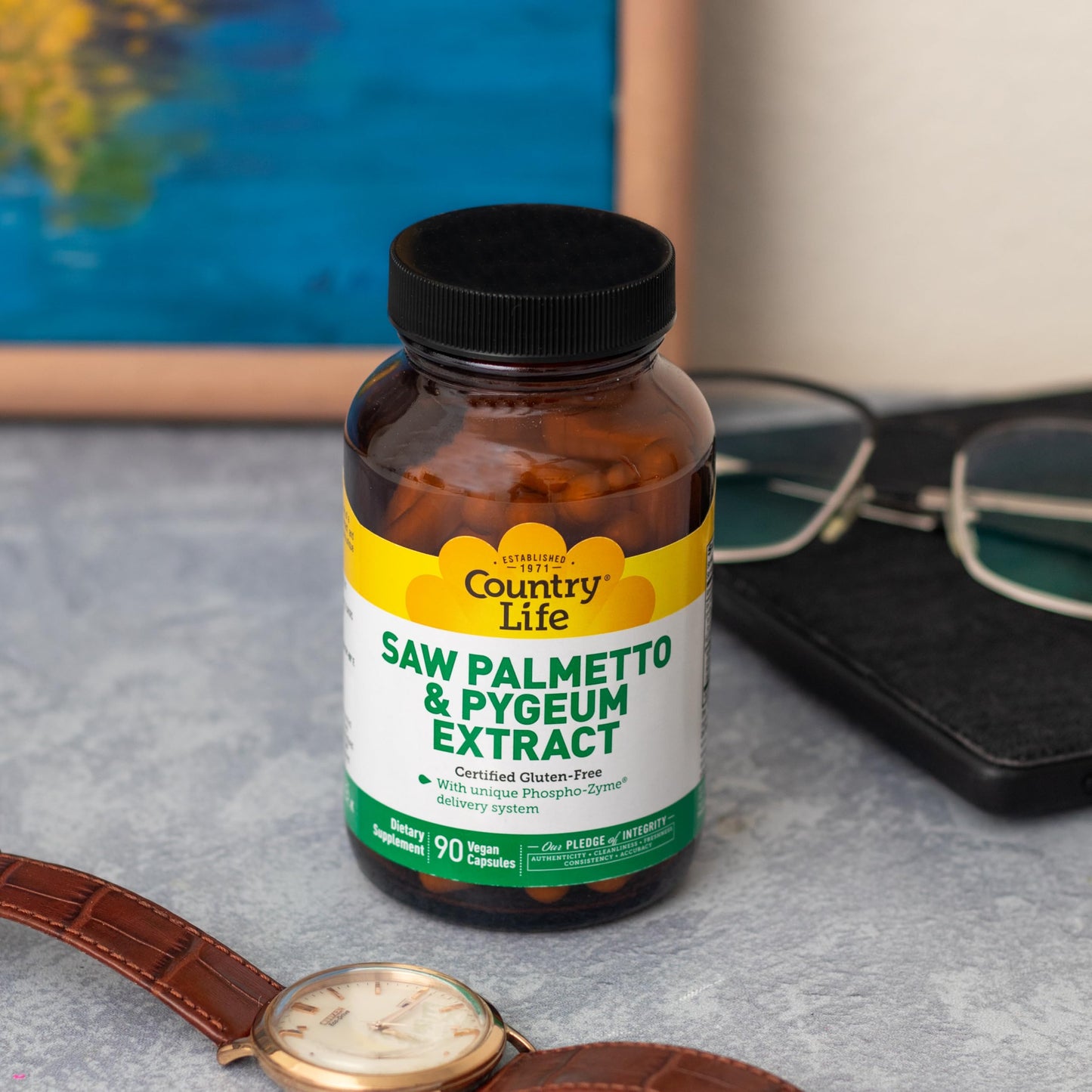 Country Life Saw Palmetto & Pygeum Extract Prostate Health Supplement for Men's Health Promotes Healthy Urinary Tract Function 90 Capsules