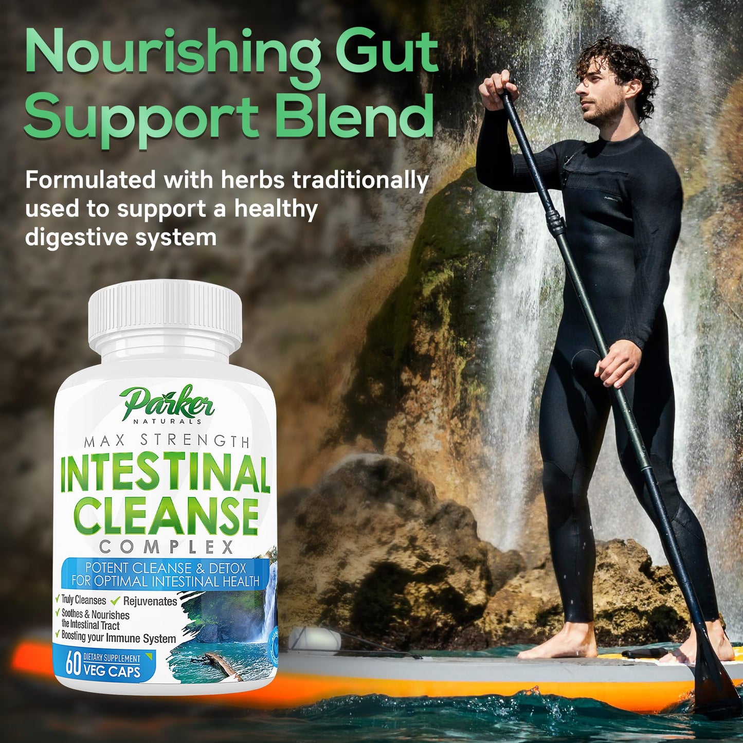 Parker Naturals Intestinal Cleanse for Adults – Extra Strength Intestine Cleanse and Detox Supplements with Black Walnut Hull, Wormwood, and Echinacea, 60 Capsules