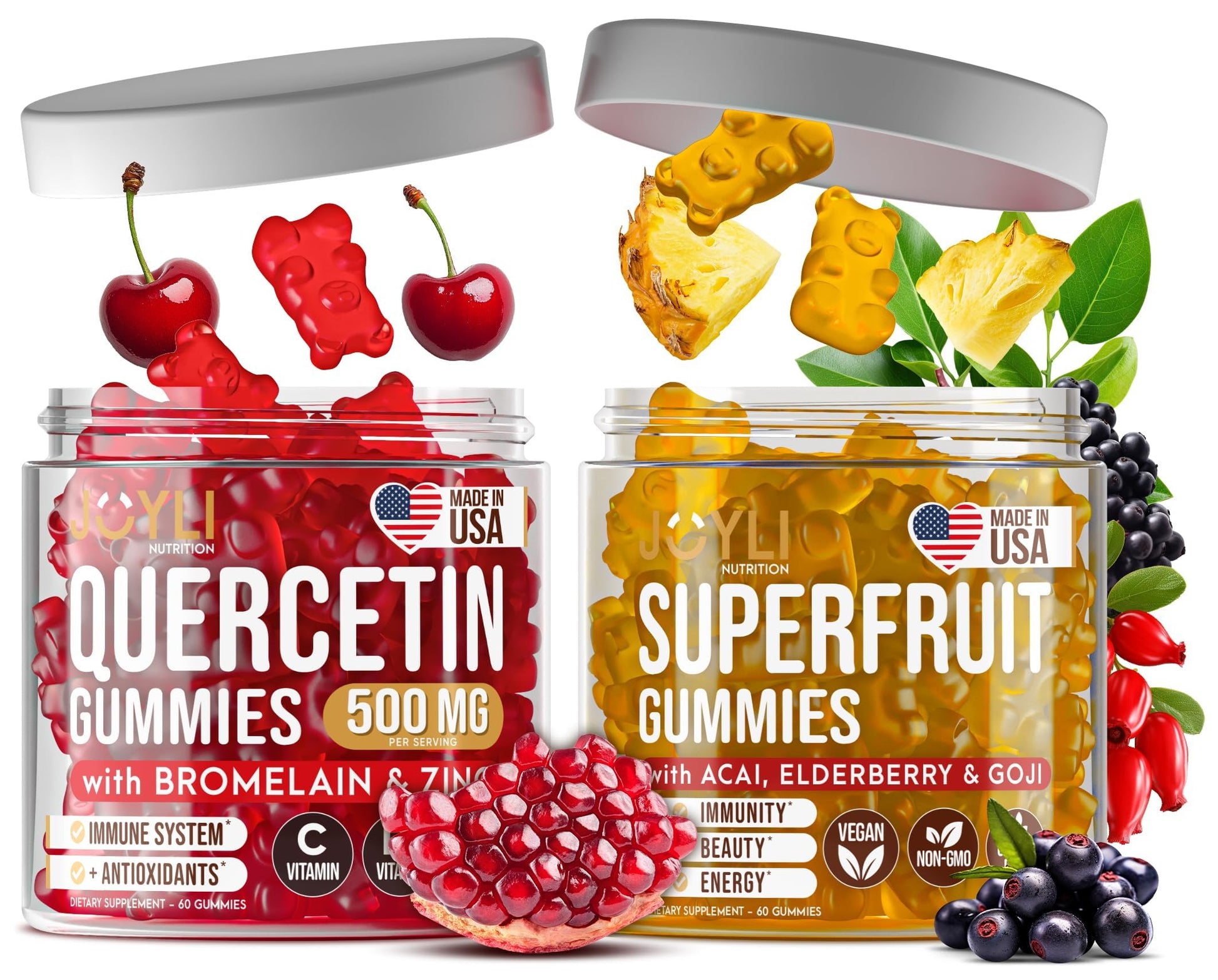JOYLI Nutrition Quercetin & Superfruit Gummies Bundle, 120 Gummies