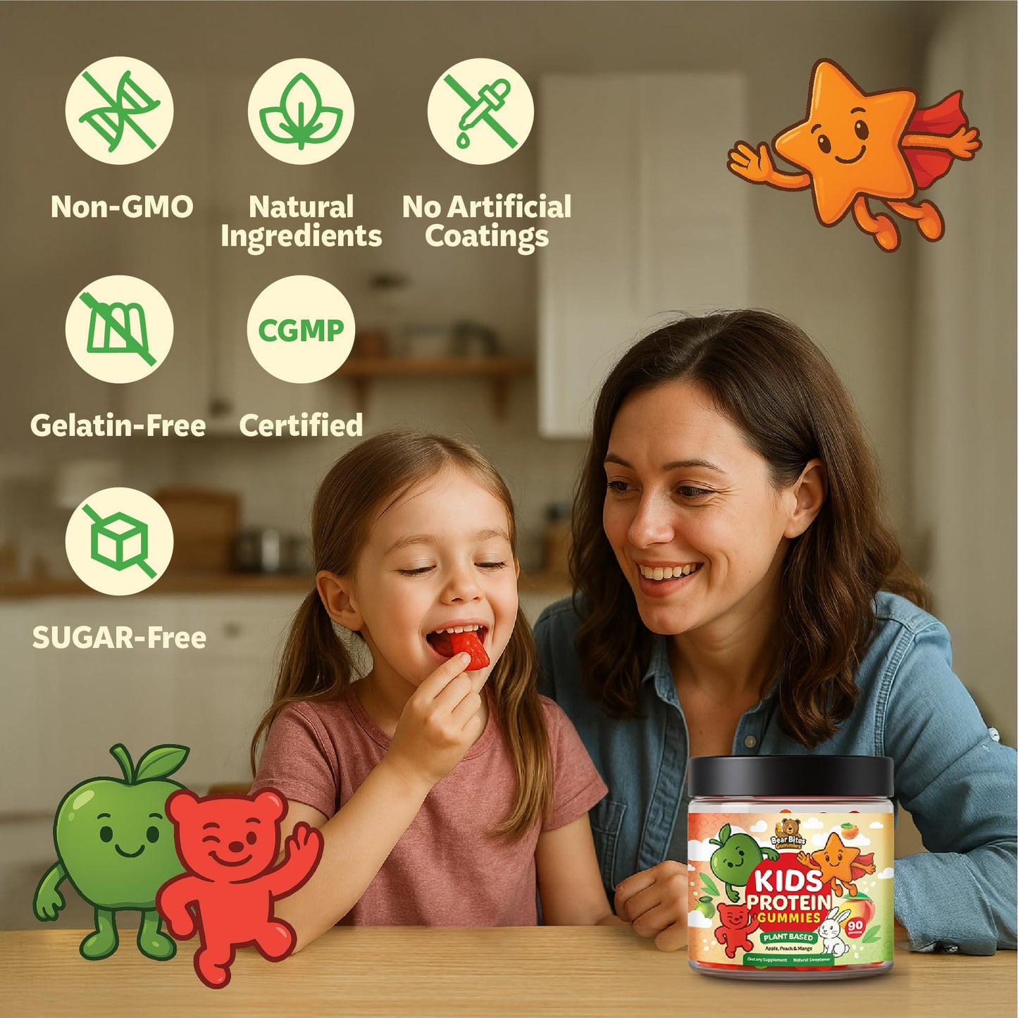 Bear Bites Gummies Plant Based Kids Protein Gummy 90 Count