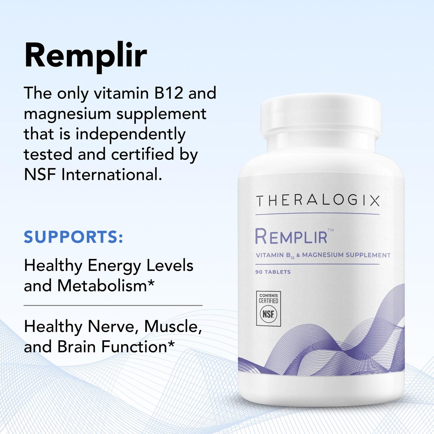 Theralogix Remplir Nutritional Supplement with B12 Vitamin & Chelated Magnesium Capsules 90 Count