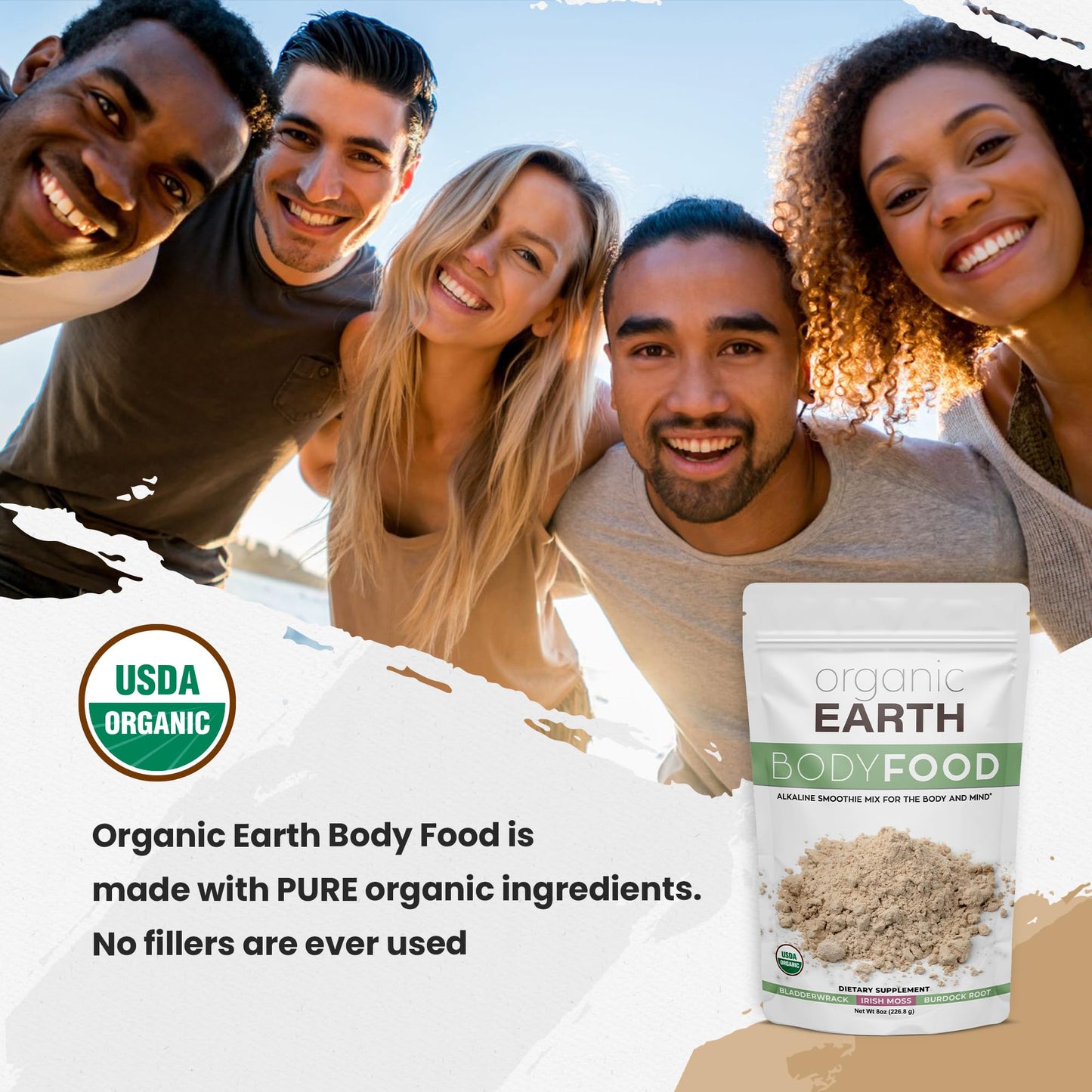 Organic Earth Irish Sea Moss Powder with Bladderwrack & Burdock Root, 8 oz