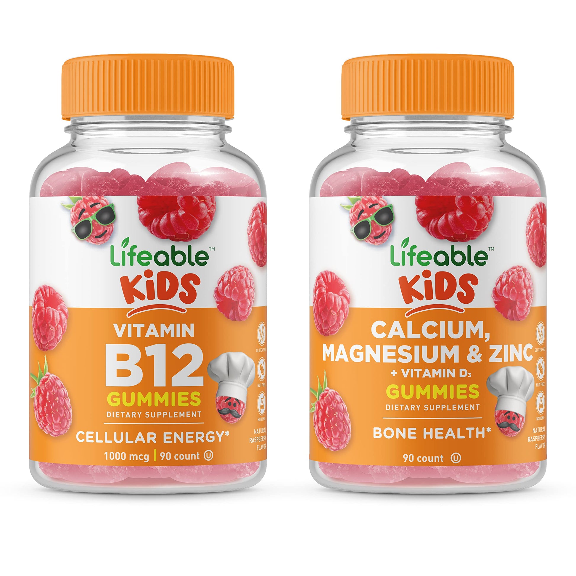 VitaWorks Lifeable Vitamin B12 Kids + Calcium Magnesium & Zinc Kids Gummies, 180 Count