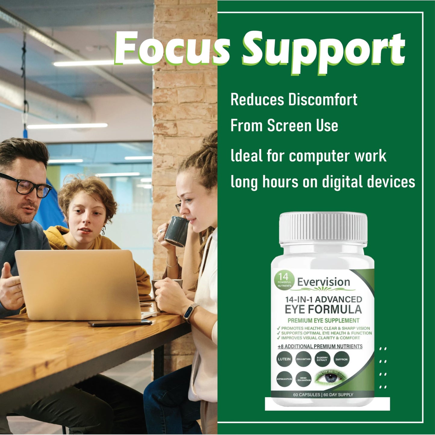 PressurePal Evervision 14 in 1 Advanced Eye Formula Eye Vitamin and Mineral Supplement 60 Capsules
