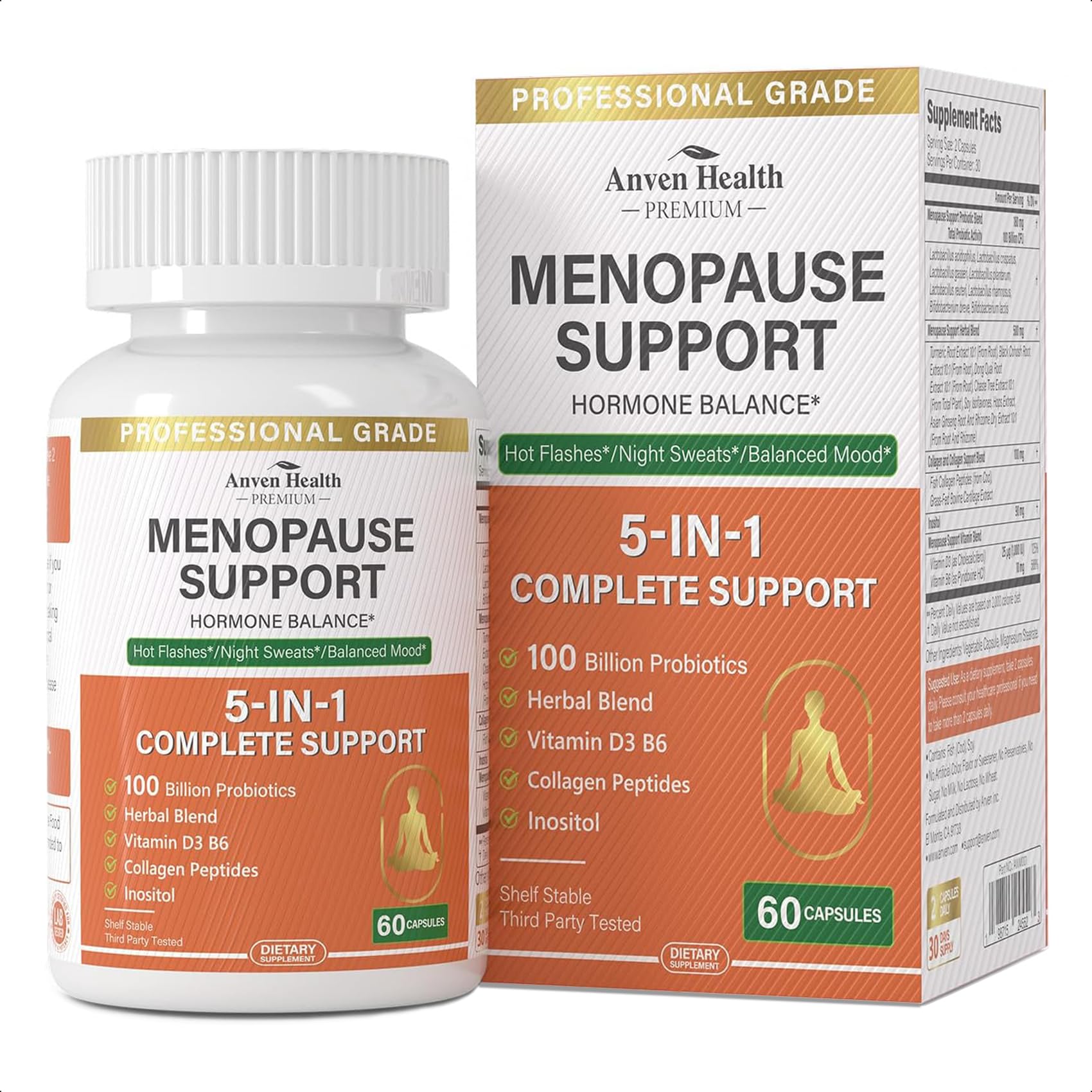 Anven Health Menopause Supplements for Women 100 Billion CFU Probiotics Capsule 60