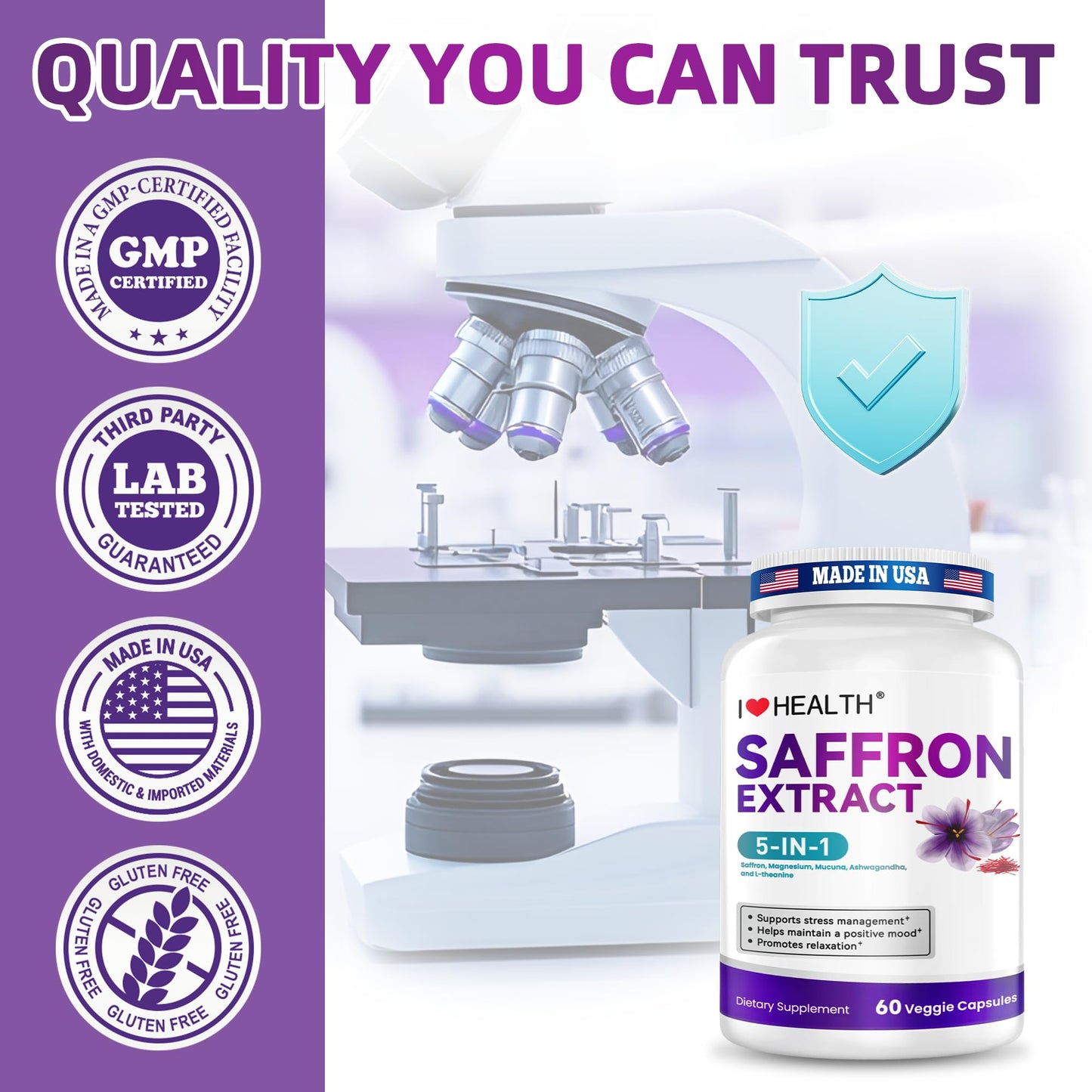 I LOVE HEALTH Saffron Supplement Capsule, 60 Capsules