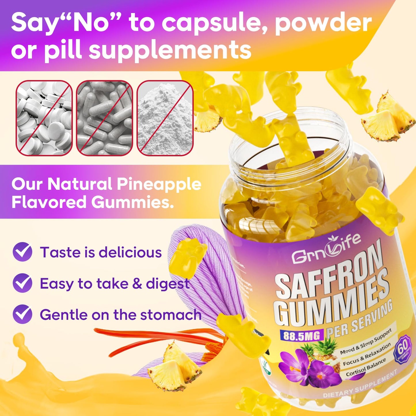 GrnLife Saffron Gummies, 60 Count
