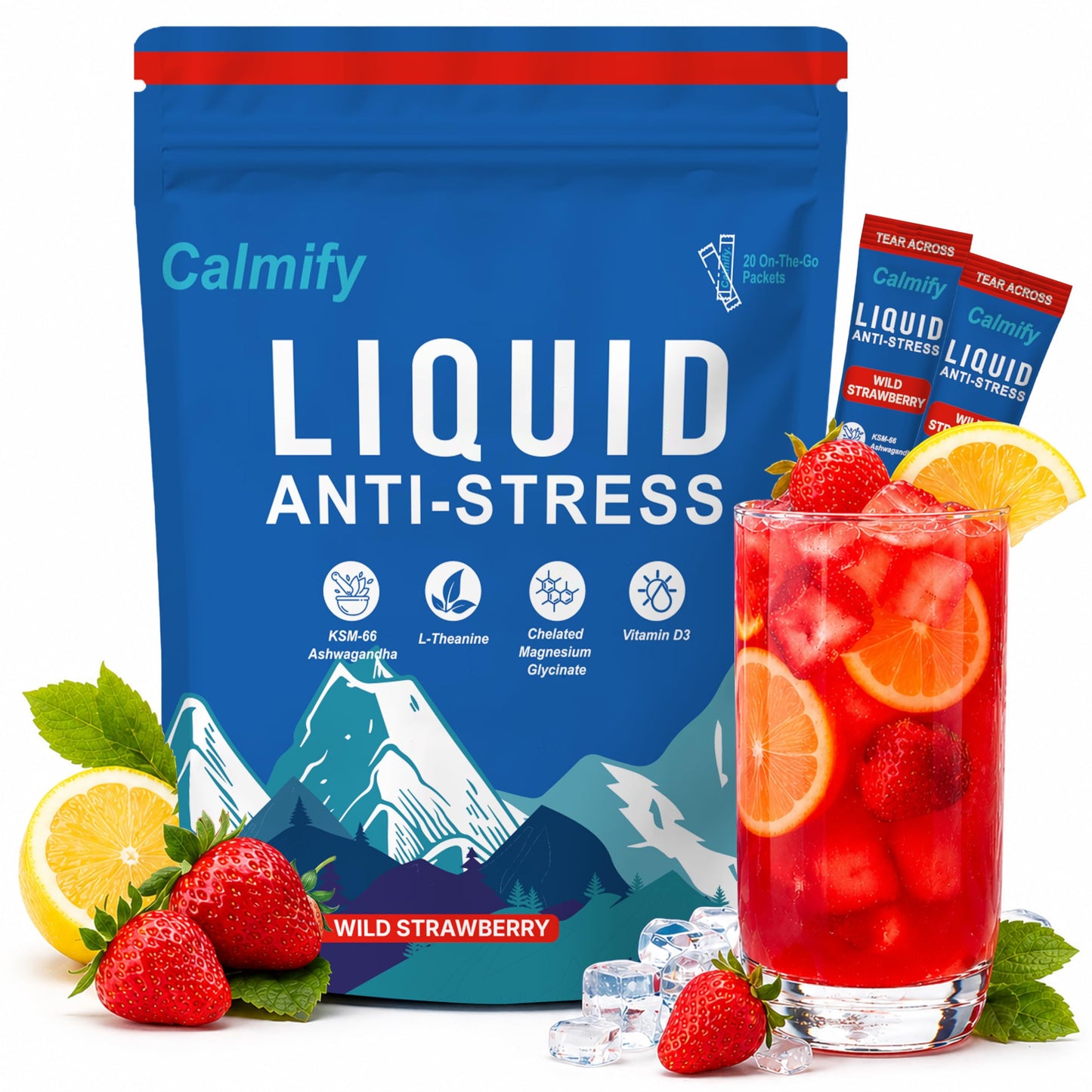 Calmify Liquid Anti-Stress Cortisol Wild Strawberry Powder, 1 Ounce
