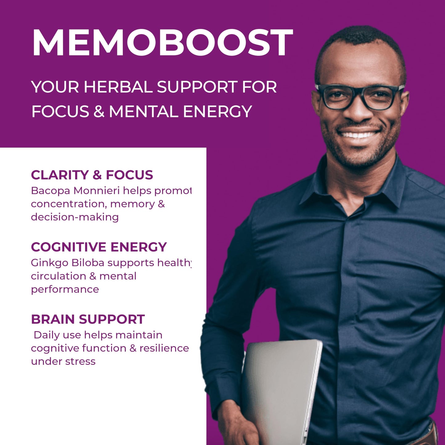 Ananta Medicare USA MemoBoost Memory Supplement - Natural Brain & Clarity Tablet, 1 Count