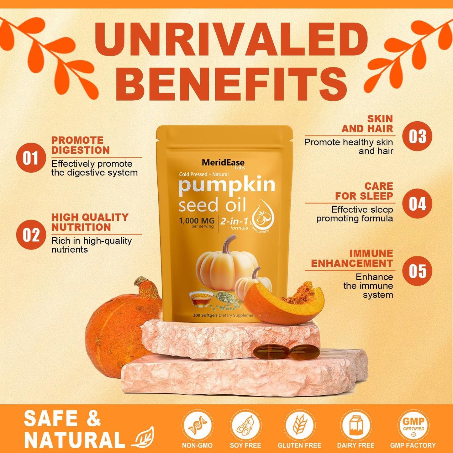 MeridEase Labs Pumpkin Seed Oil Softgels 300