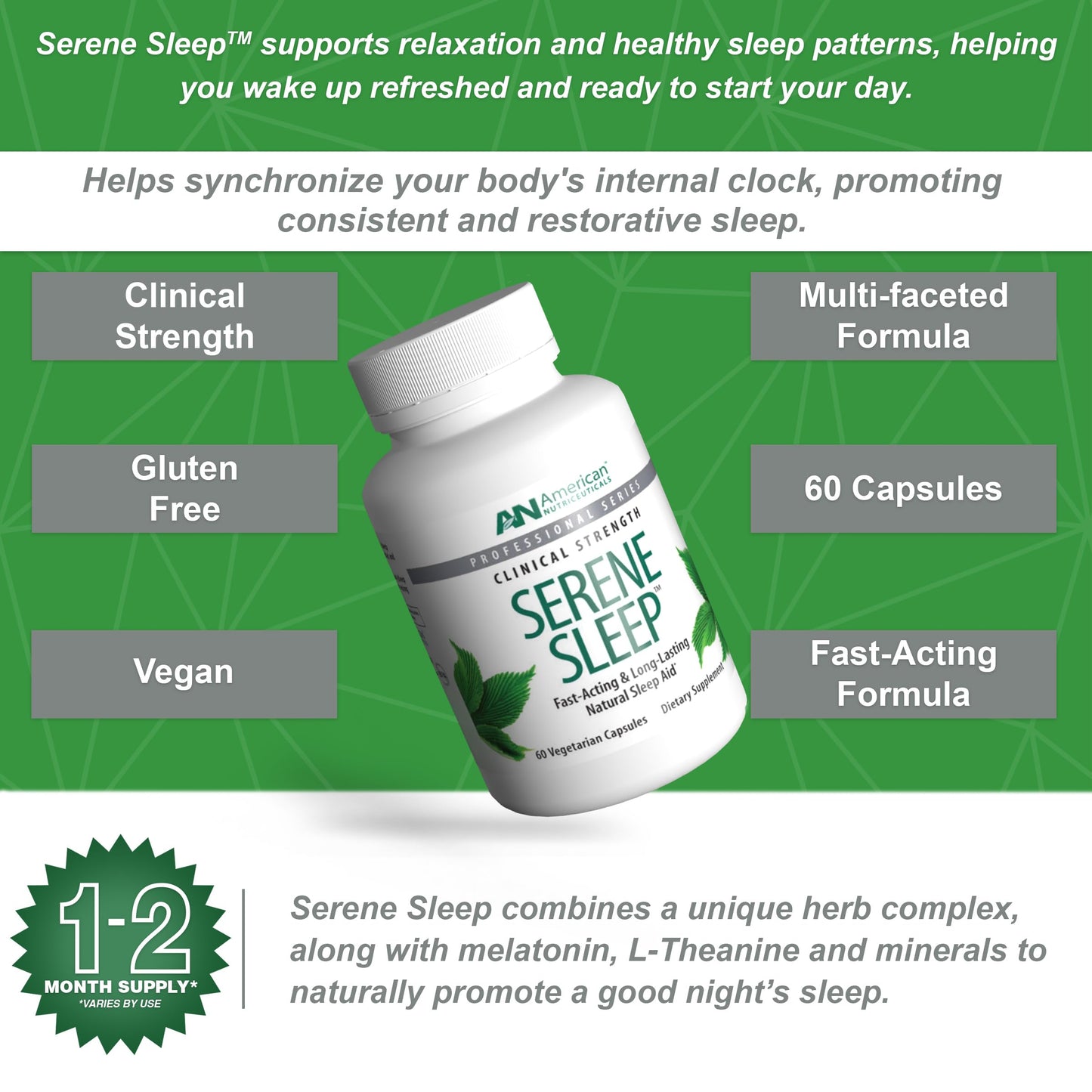 American Nutriceuticals Serene Sleep Aid Capsules, 60 Count