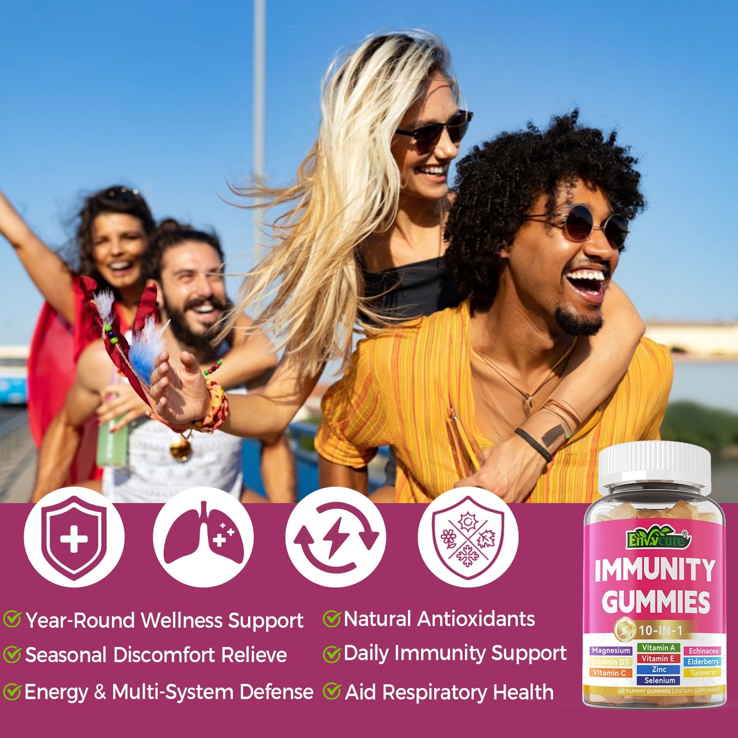 EnvyCure 10 in 1 Immune Support Gummies, 120 Gummies