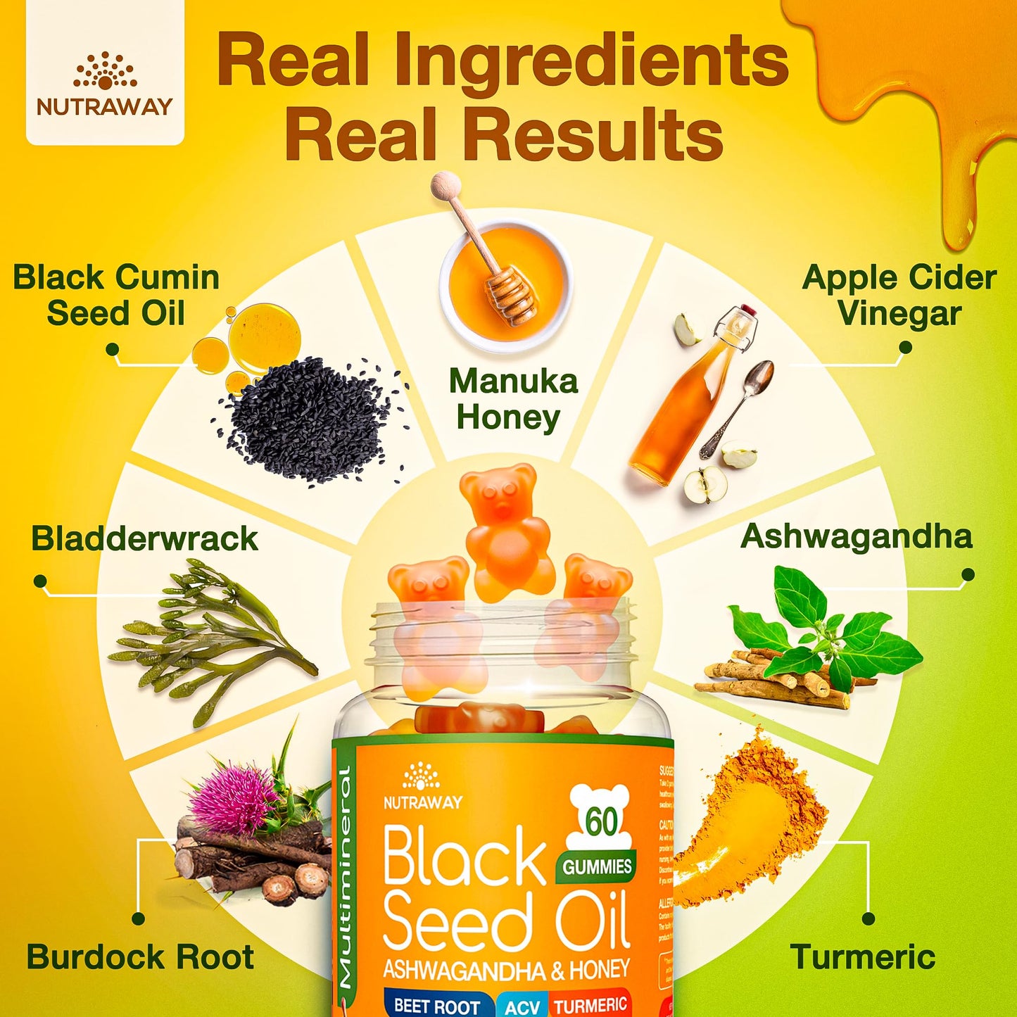 NUTRAWAY LABS Black Seed Oil Gummies 60 Count