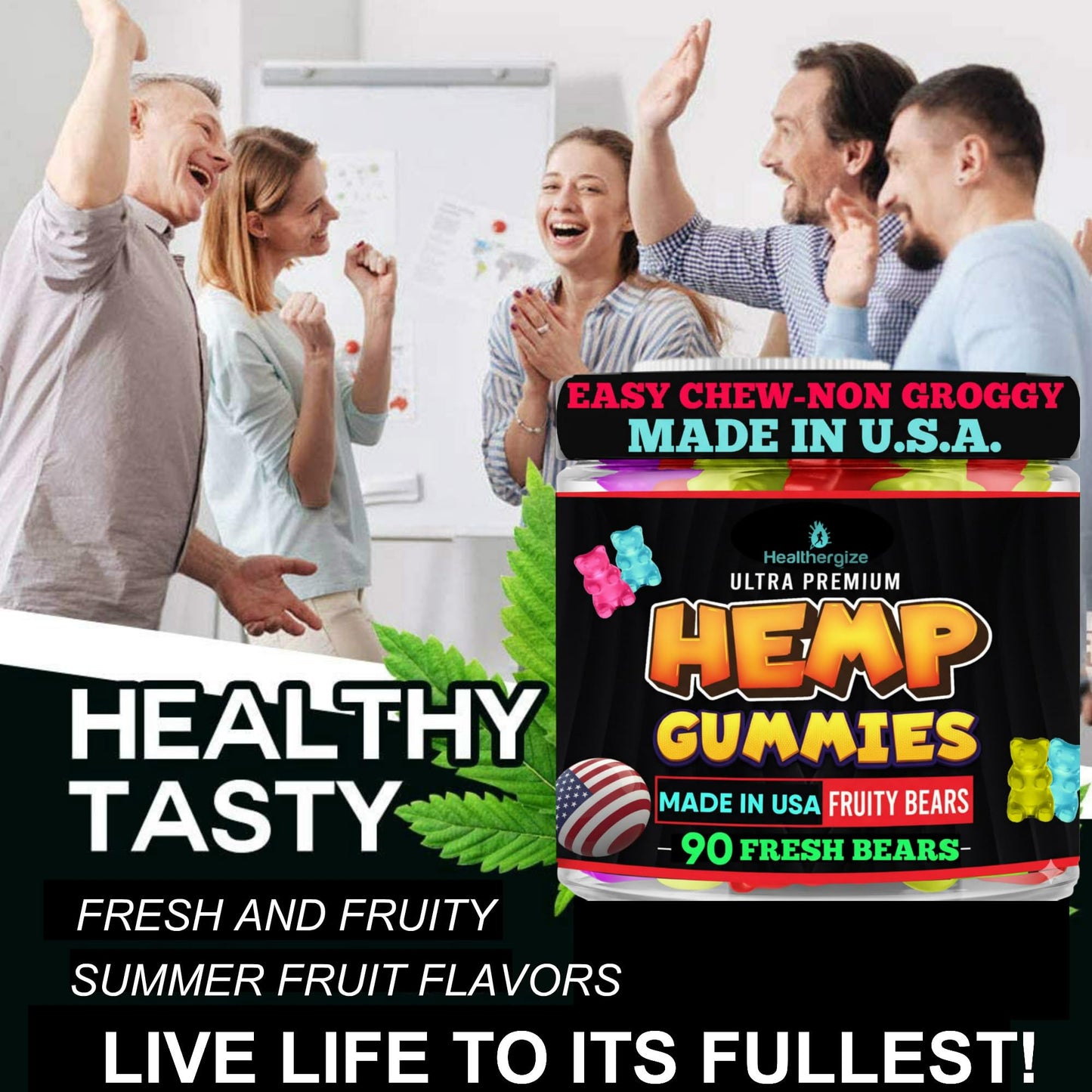 Healthergize Hemp Gummies for Sleep and Relaxation Gummy 90 Count