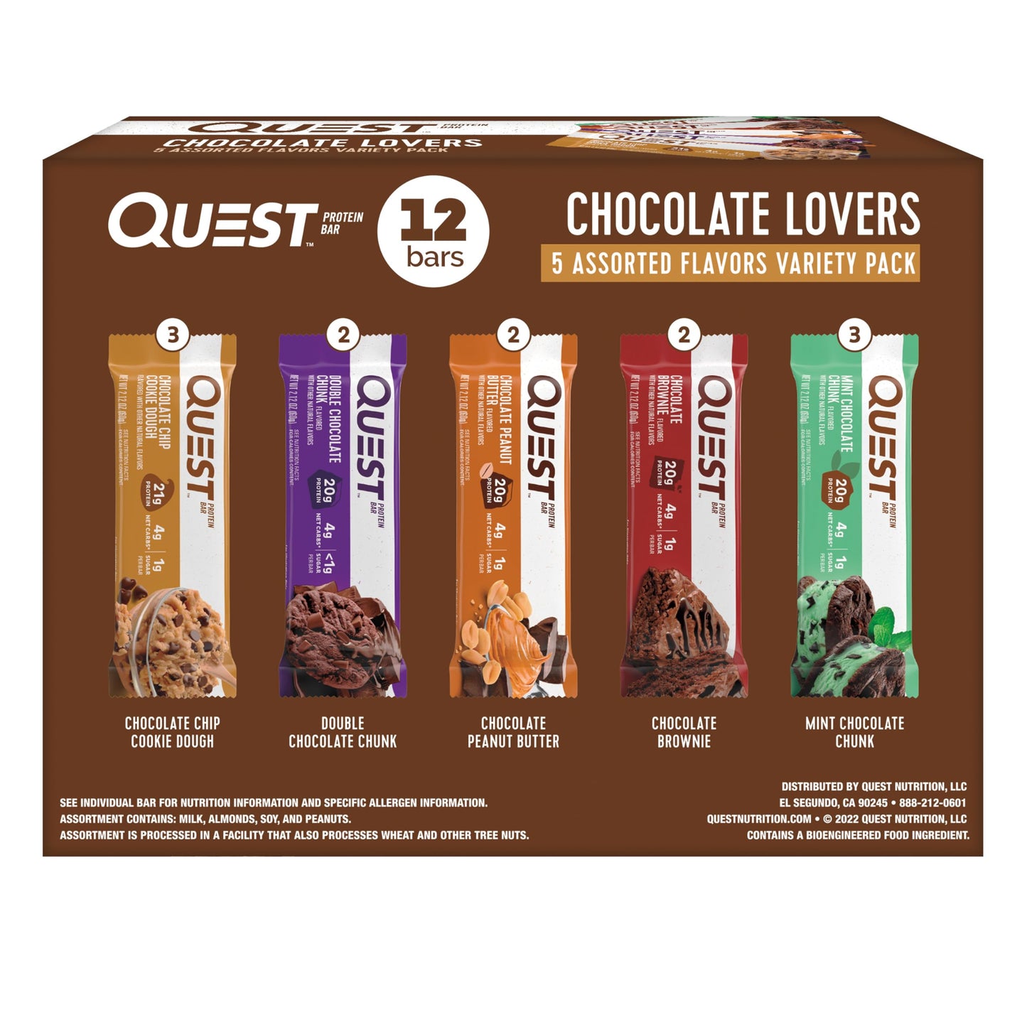 Quest Bar Chocolate Lovers Variety Pack 12 Bars