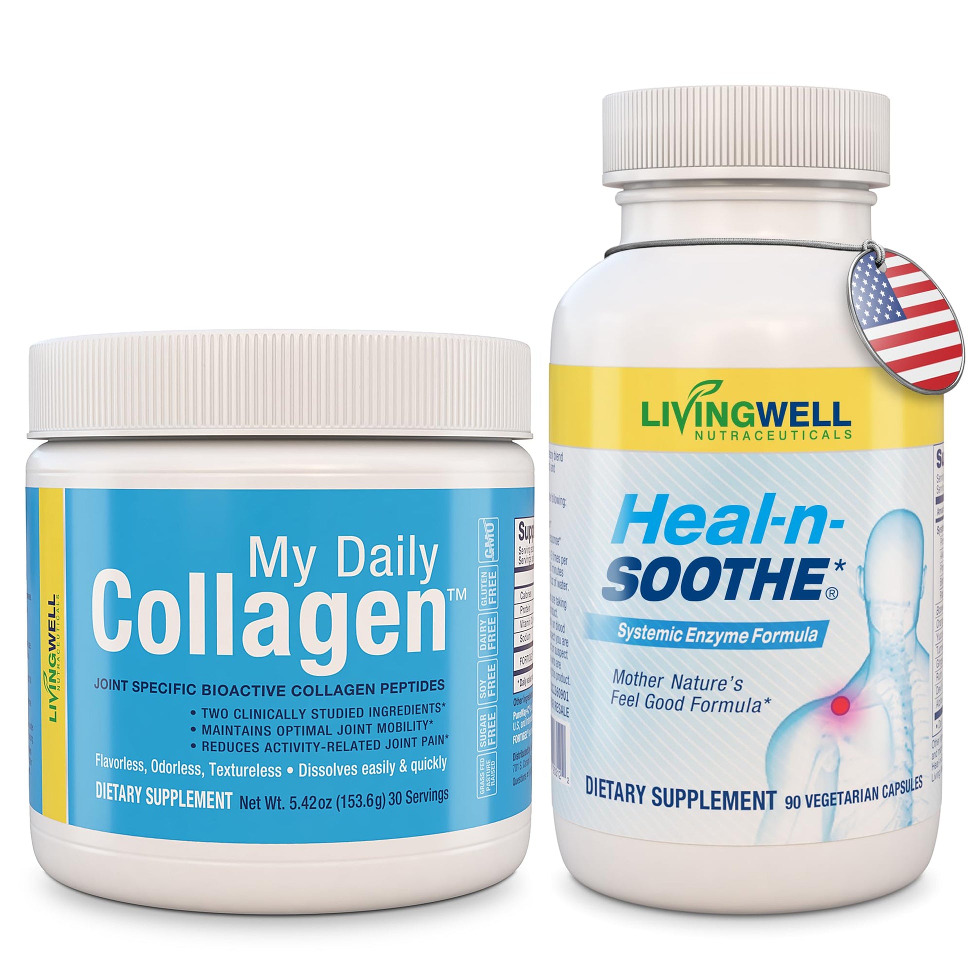 HEAL-N-SOOTHE Joint Support & My Daily Collagen Bundle Capsules, 90 Capsules