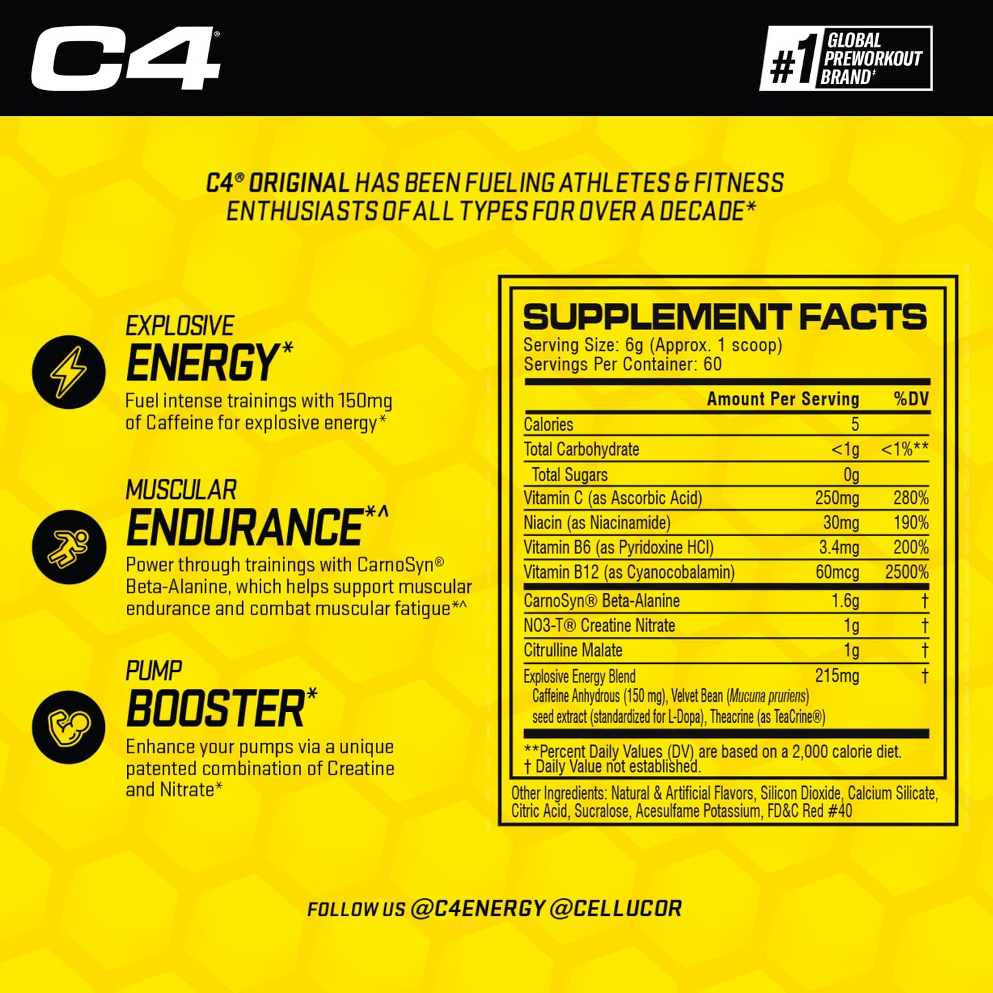 C4 Original Pre Workout Powder Fruit Punch 12.7 Ounce