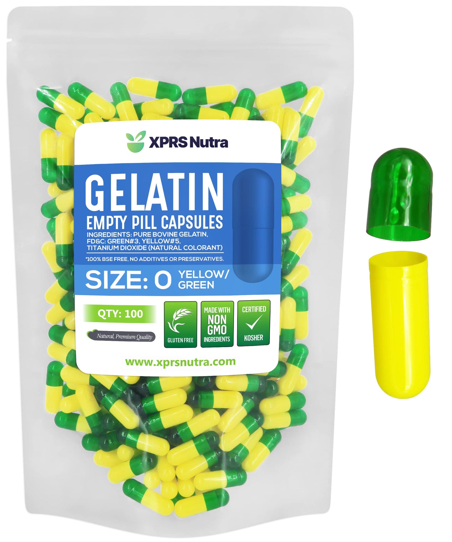 XPRS Nutra Size 0 Empty Gelatin Capsules, 100 Count Capsules