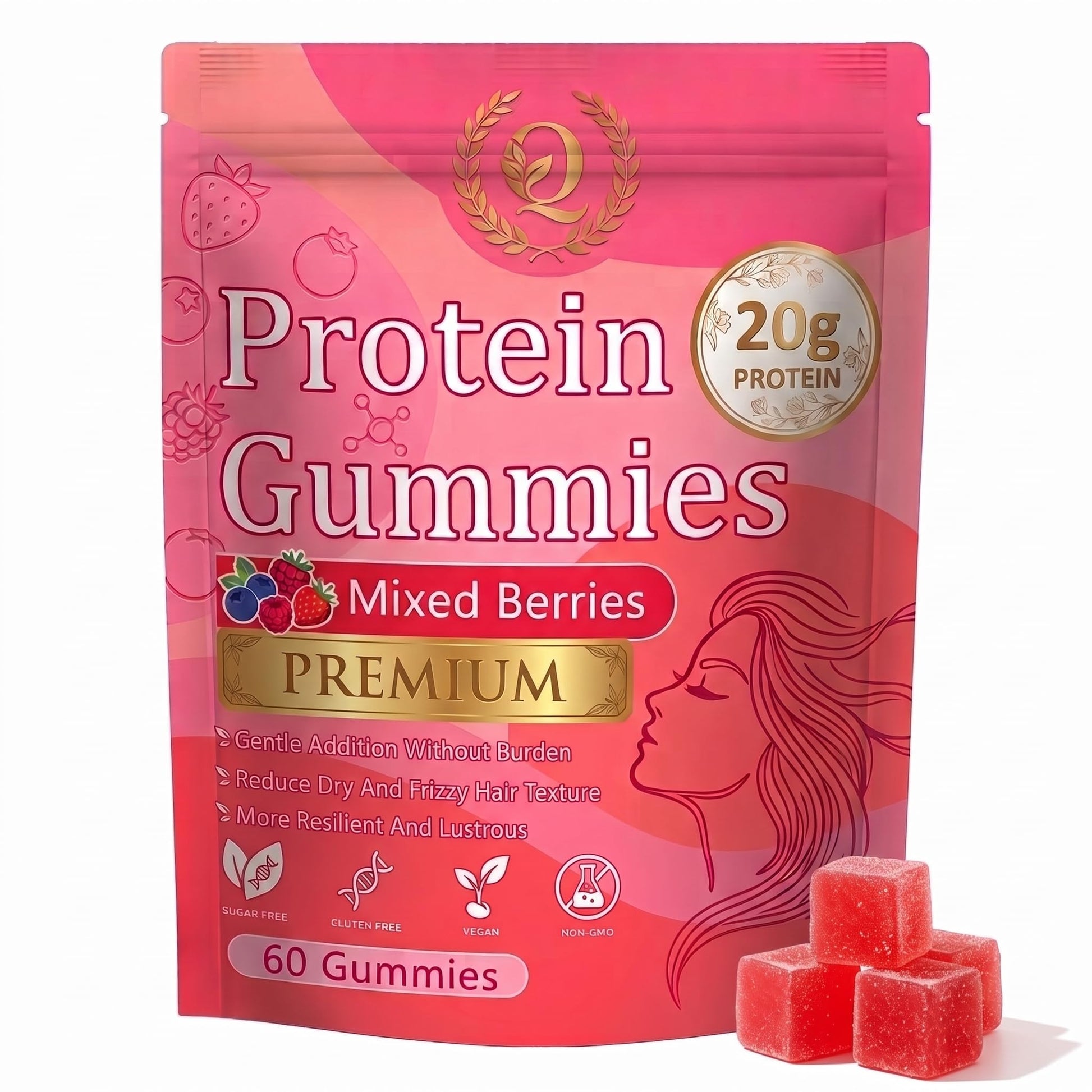 SERSANVE Protein Gummies for Women and Men with Collagen, 60 Gummies