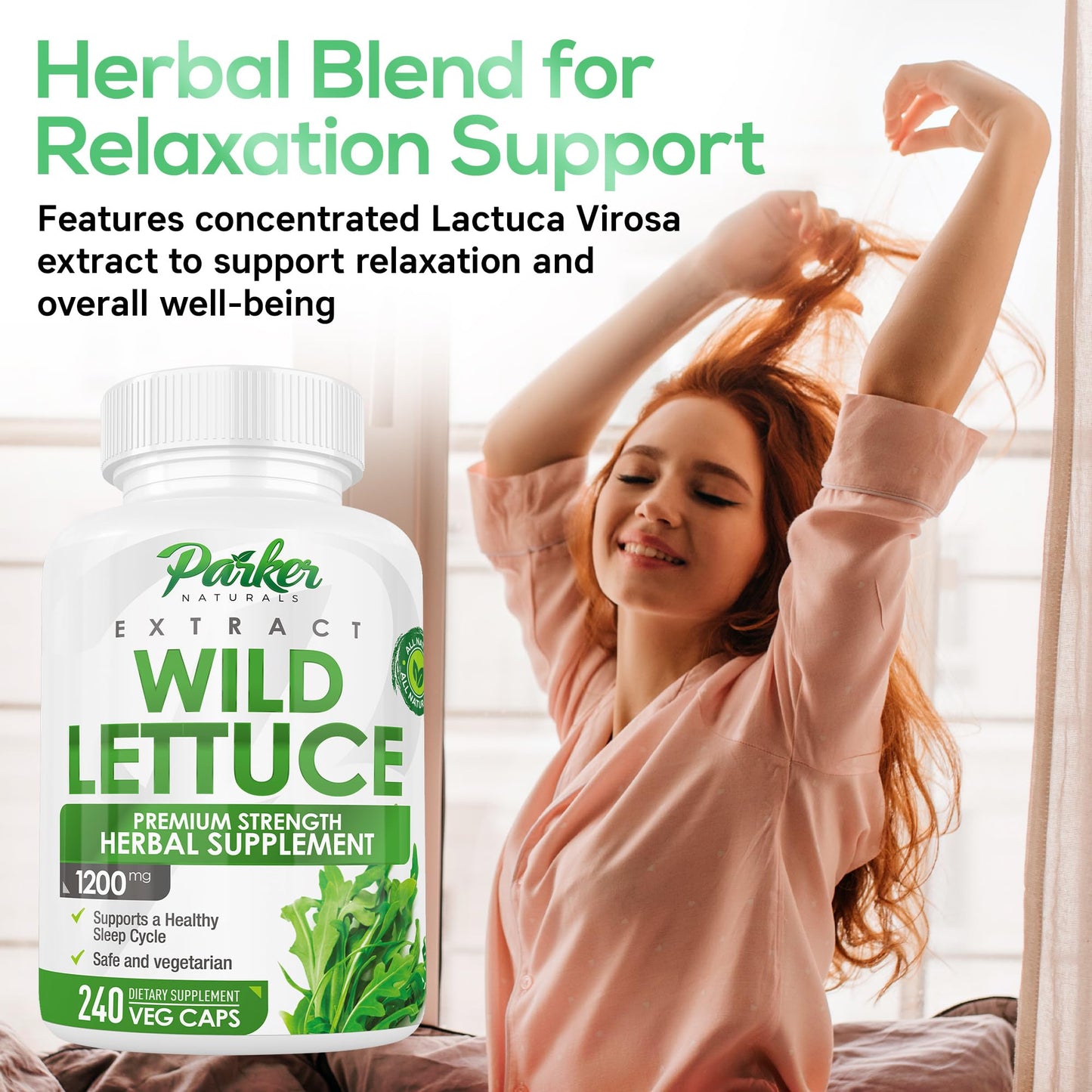 Parker Naturals Wild Lettuce Extract Herbal Sleep Supplement Capsules, 240 Count