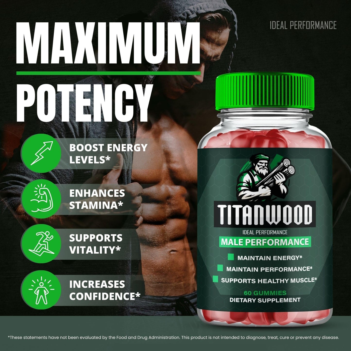IDEAL PERFORMANCE Titan Wood Gummies 60 Gummies