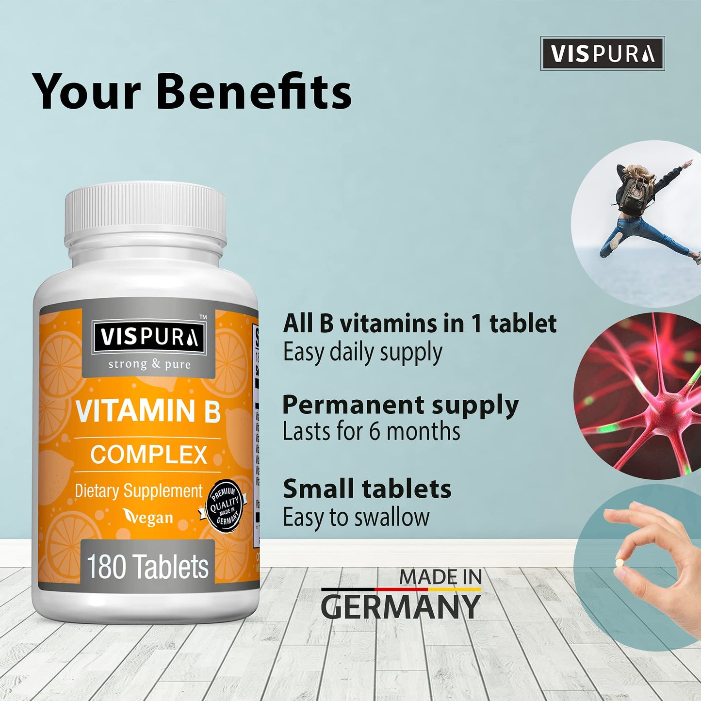 VISPURA Vitamin B-Complex Tablets 180 Count