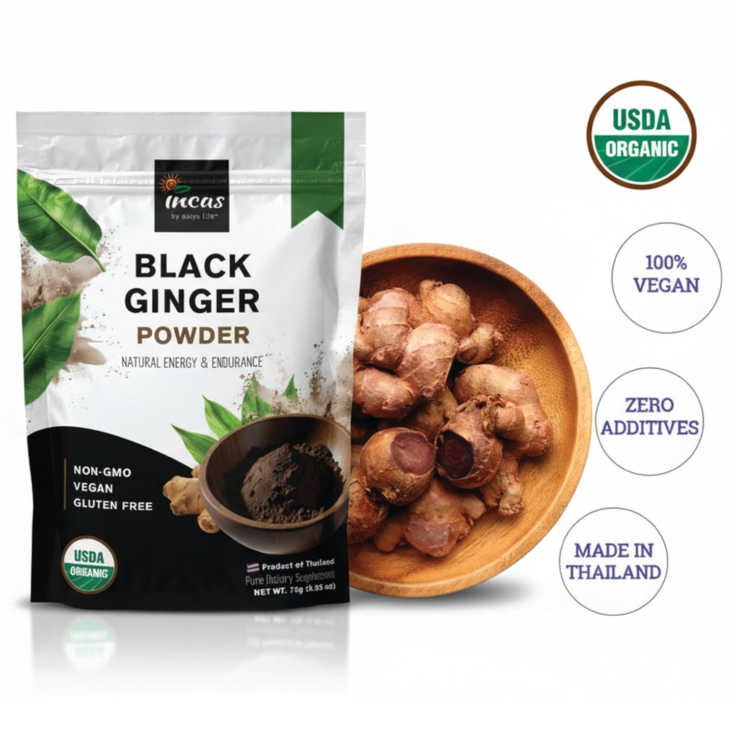 Incas by Asiya Life Thai Black Ginger Powder 2.75 Ounce