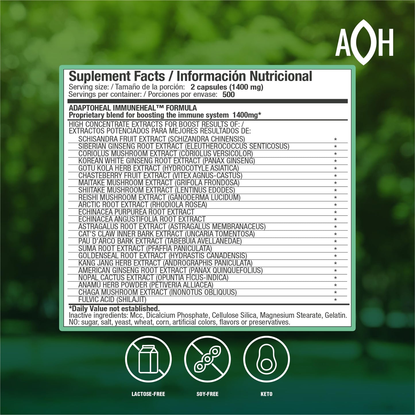 ADAPTOHEAL Immunheal Immune System Support Reishi, Ginseng 1000 Capsules
