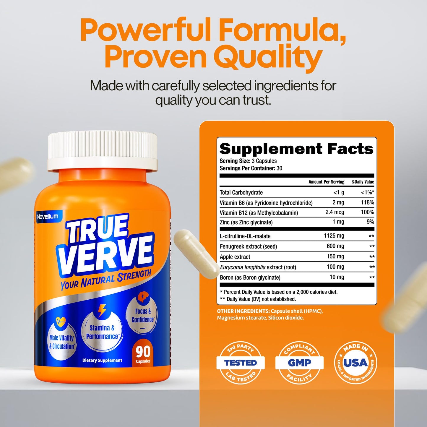 Novellum Max Erect Male Enhancing Fast Acting Performance Pills for Men - Enlargement Supplement Increase Size, Girth, Hardness & Blood Flow - Sustain Drive, Vigor & Stamina - Boost Testosterone 90 Capsules