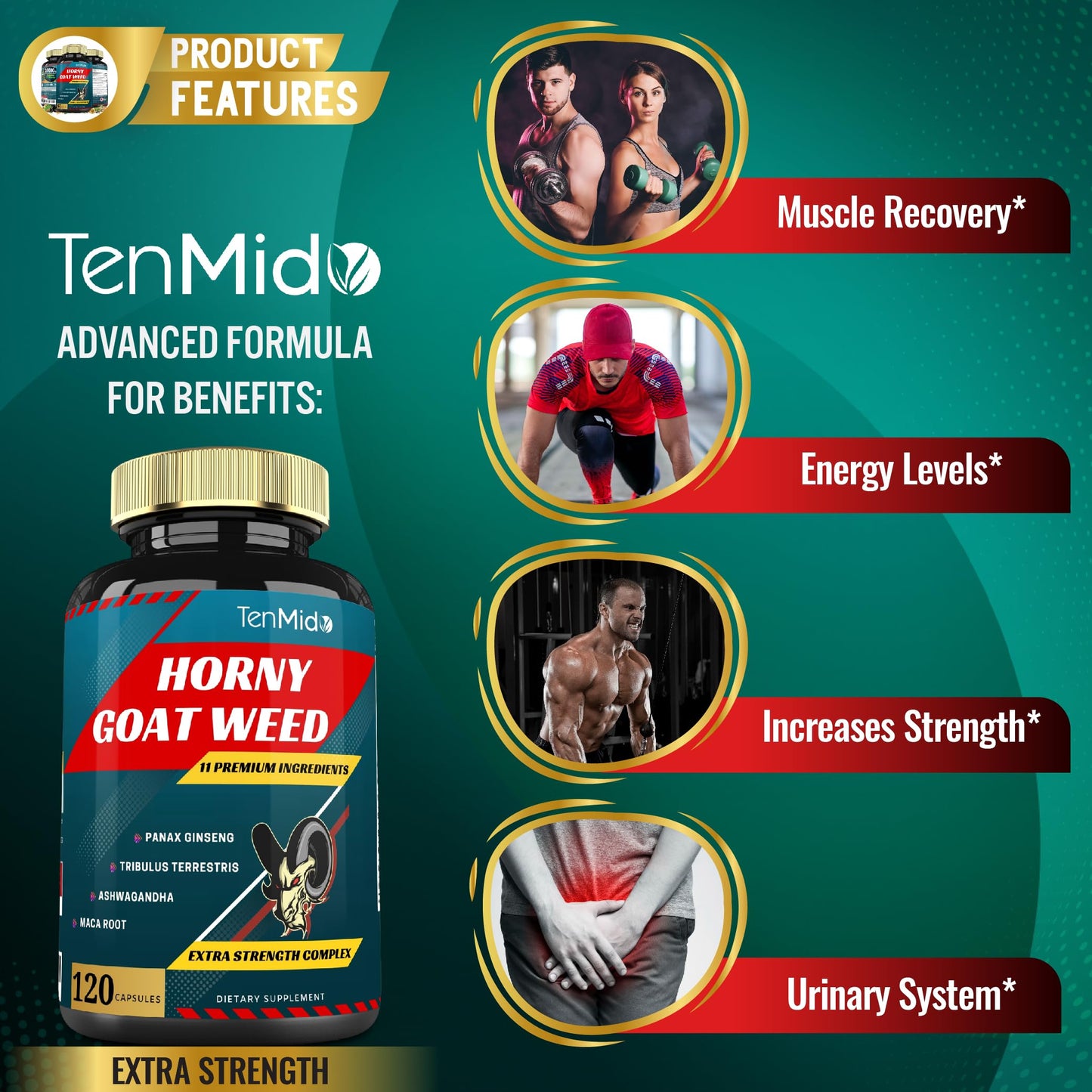 Tenmido Horny Goat Weed Extract Capsules 120