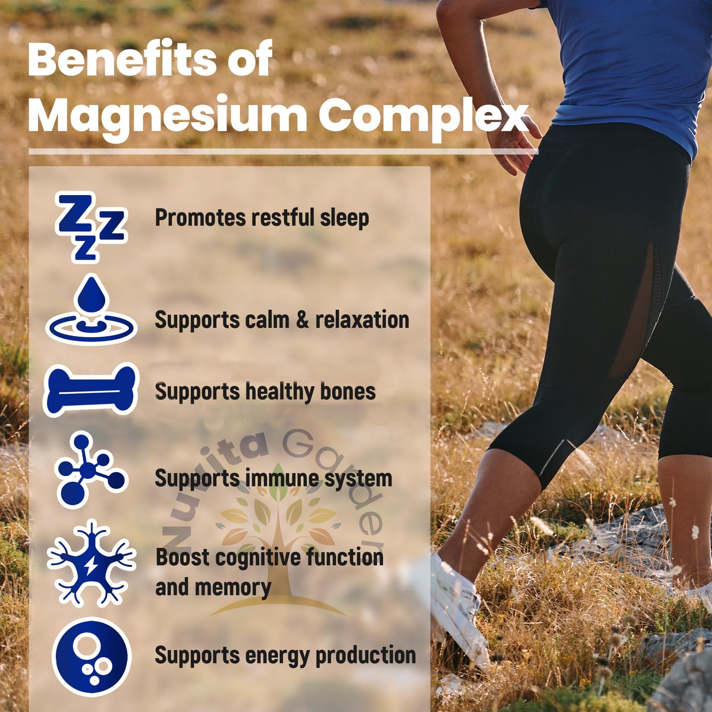 NoMiLu Magnesium Complex 420mg 5-in-1 Magnesium Supplement with Glycinate, Citrate, Malate, Oxide, Taurinate + 30mg Vitamin B6, 120 Capsules