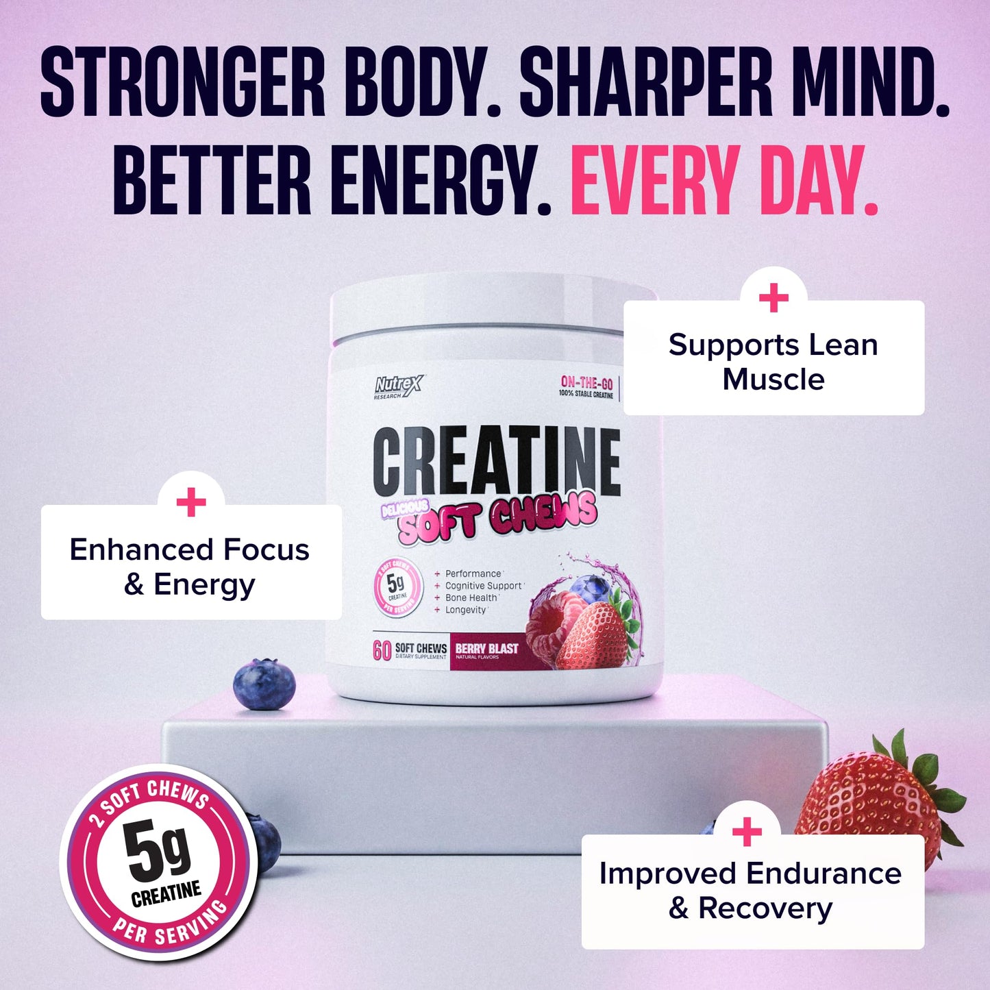 Nutrex Research Essentials Creatine Soft Chews Chewable, 60 Count