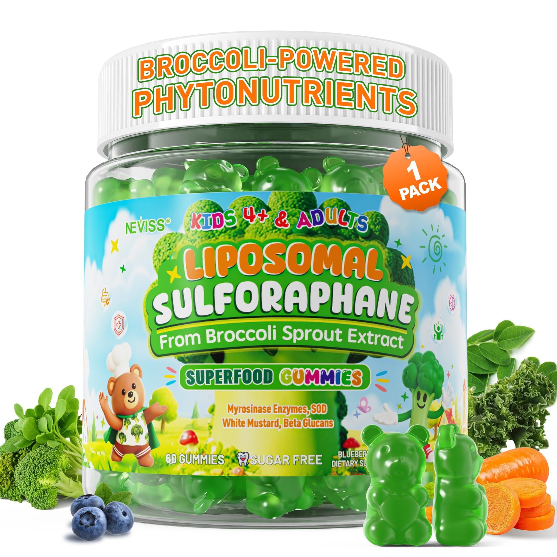 NEVISS Liposomal Sulforaphane Gummies from Broccoli Sprouts 60 Gummies