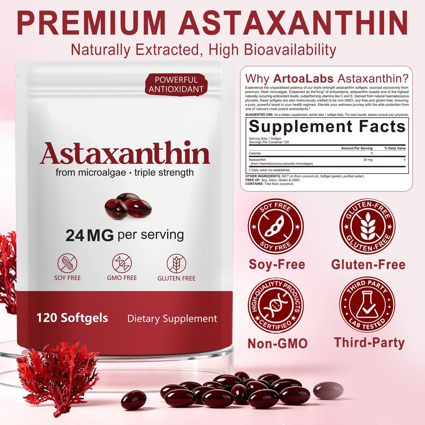 FANSHI Astaxanthin 24mg Supplement Capsule 120 Count