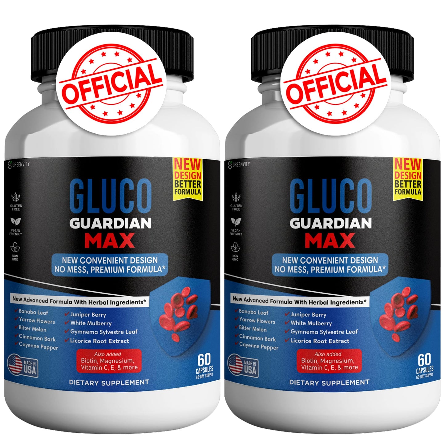 GREENVIFY Gluco Guardian Max Advanced Wellness Support Capsules with Magnesium, Vitamin C, Zinc, and Banaba Leaf - Non-GMO, Gluten-Free, 120 Capsules