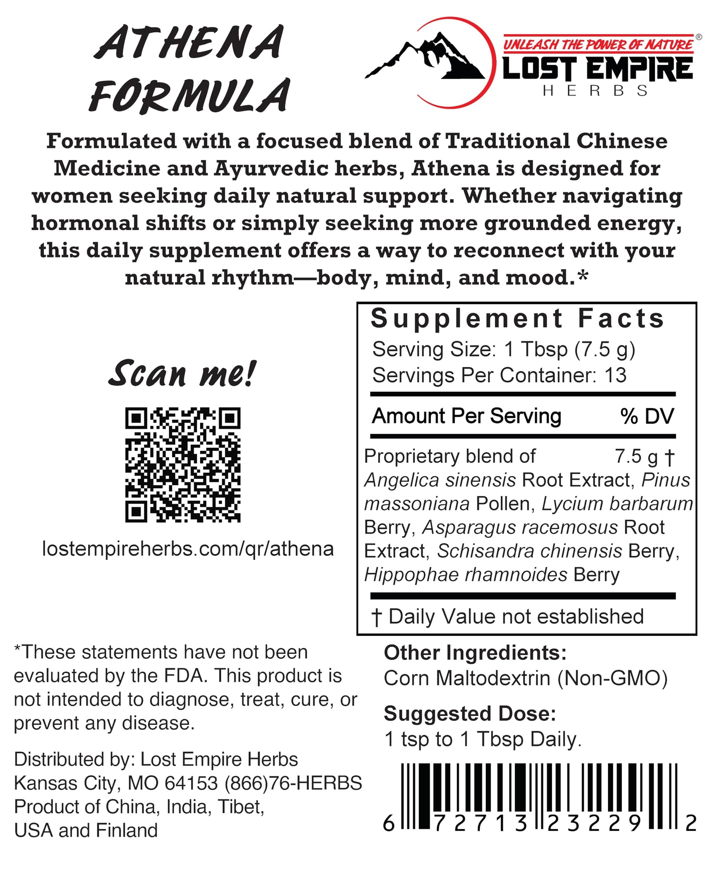 Lost Empire Herbs Athena Woman’s Formula Powder 3.53 oz