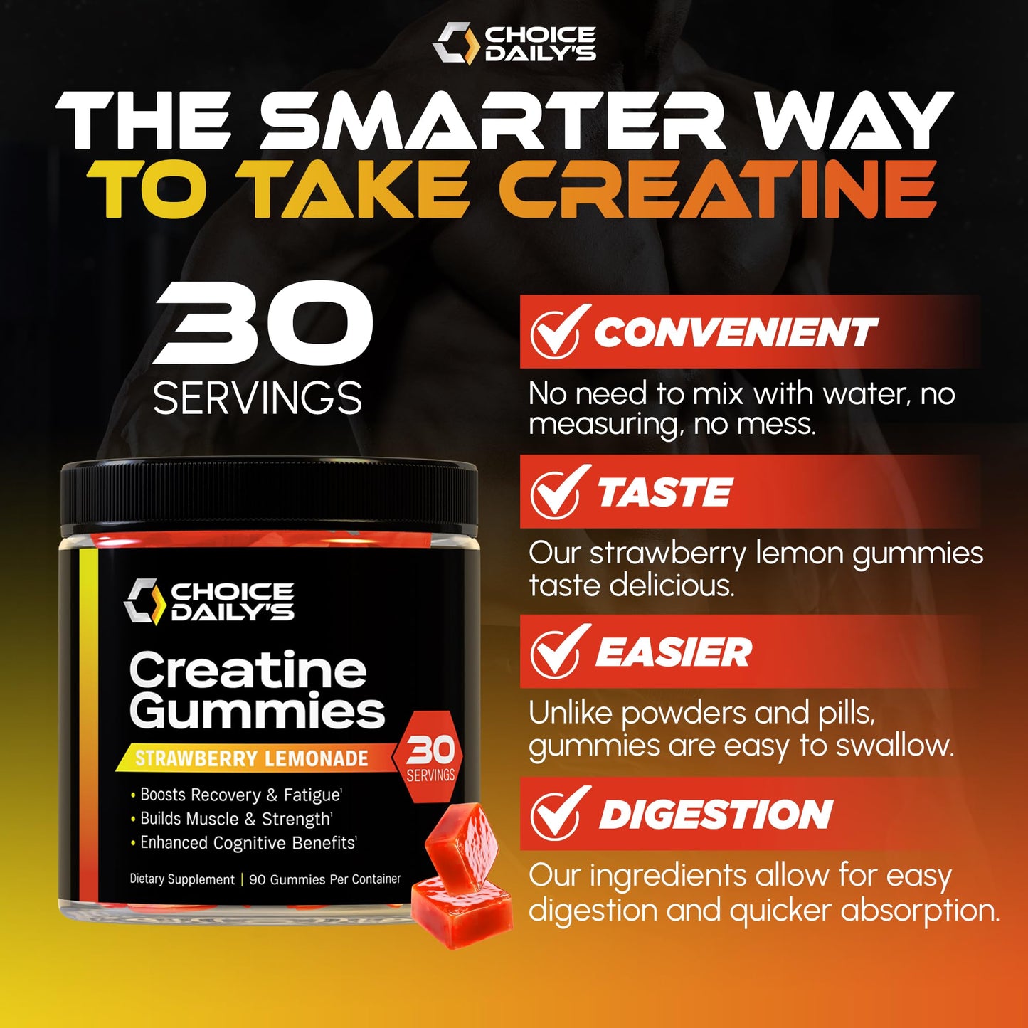 CHOICE DAILY’S Creatine Gummies Gummy, 90 Count