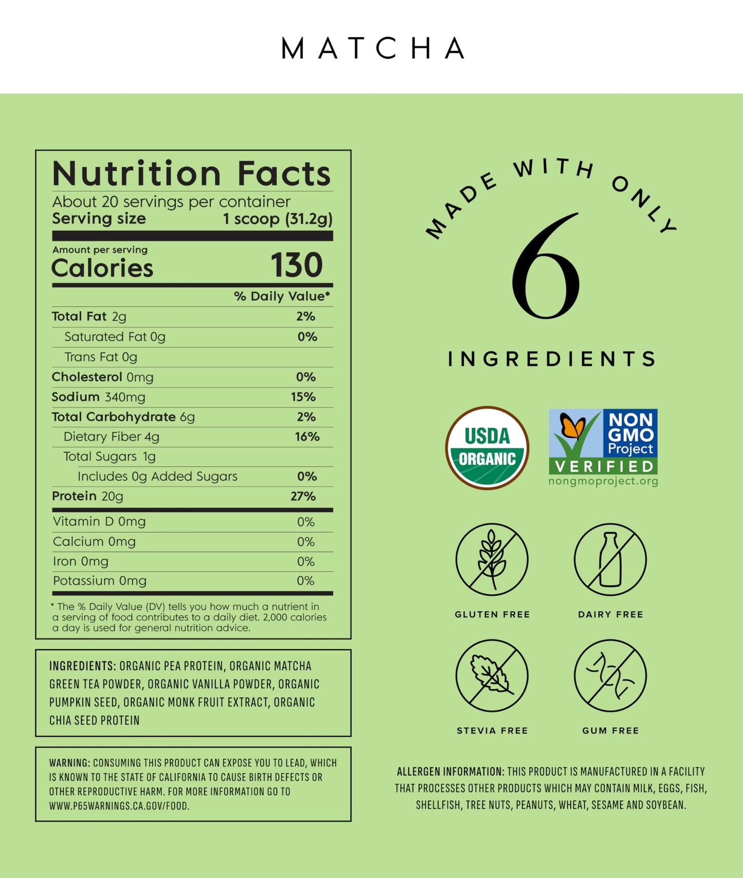 Truvani Vegan Pea Protein Powder, 20 Servings