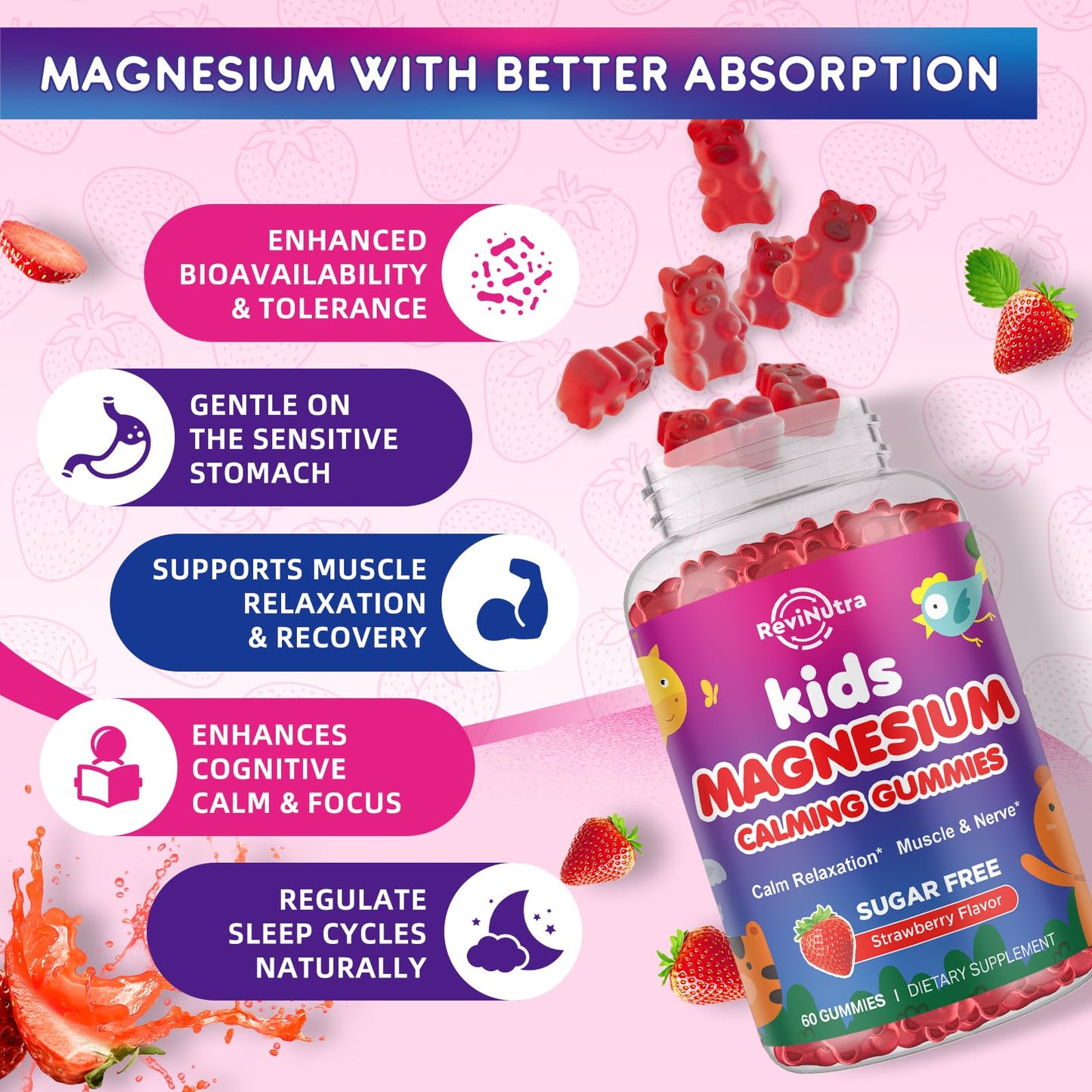 ReviNutra Magnesium Glycinate Gummies, Gummy, 120 Count