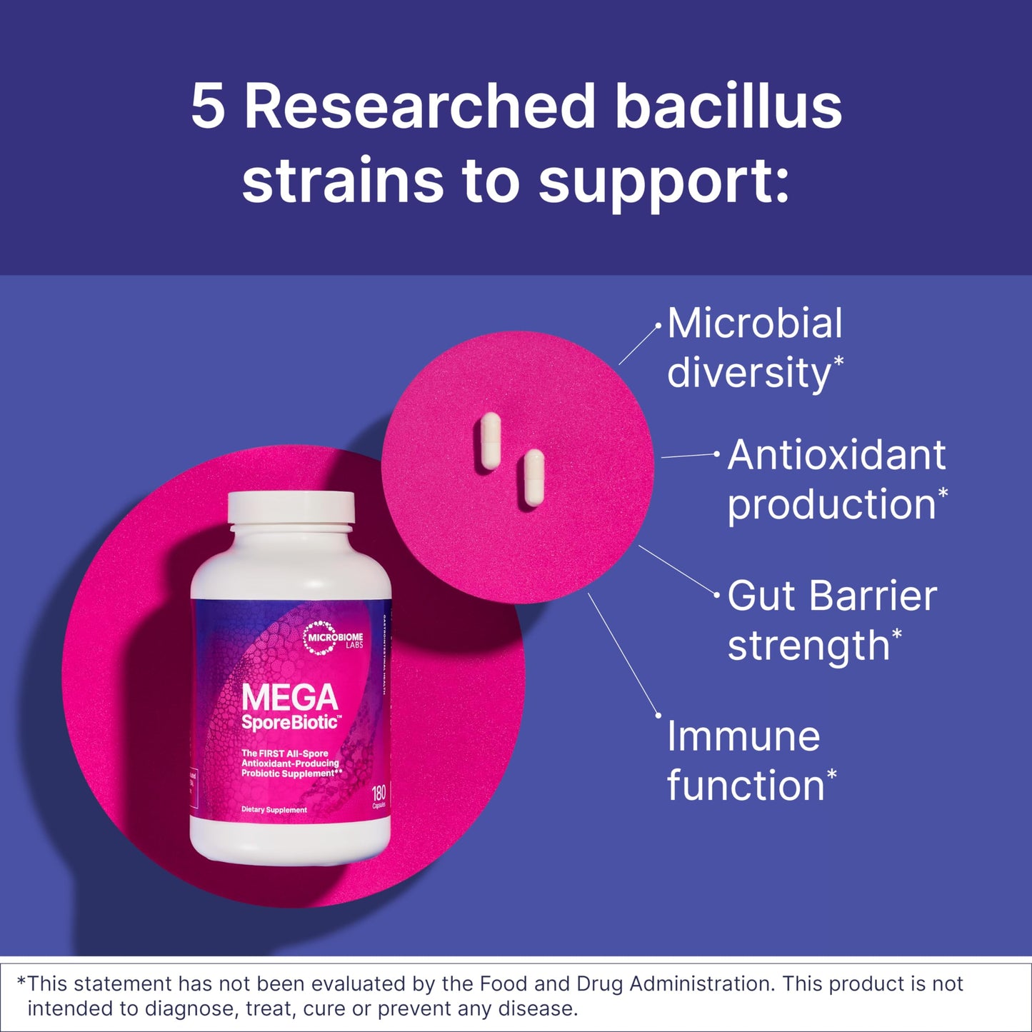 Microbiome Labs MegaSporeBiotic Probiotics for Women & Men - Spore-Based Probiotic for Gut Health & Digestive Support - 180 Capsules