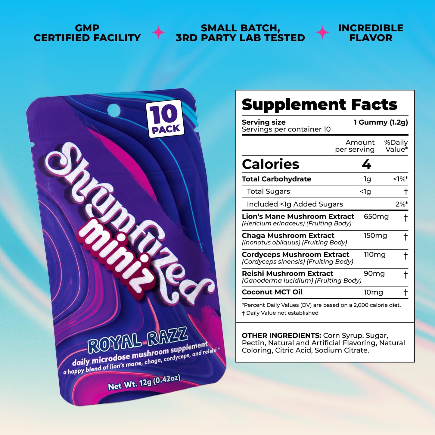 Shrumfuzed Miniz Mushroom Gummies, Gummy, 10 Count