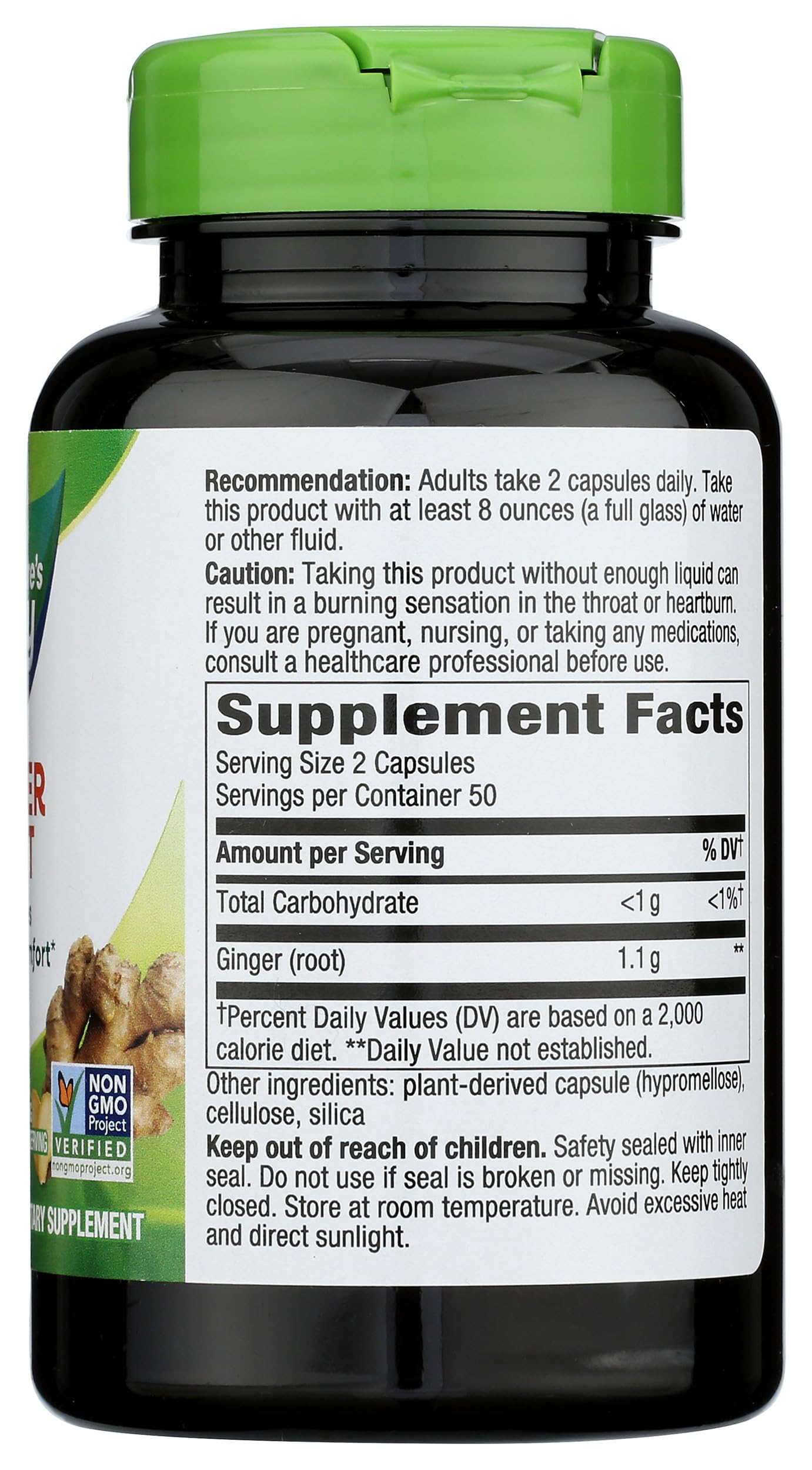 Nature's Way Premium Herbal Ginger Root 1100 mg Capsules, 100 Count