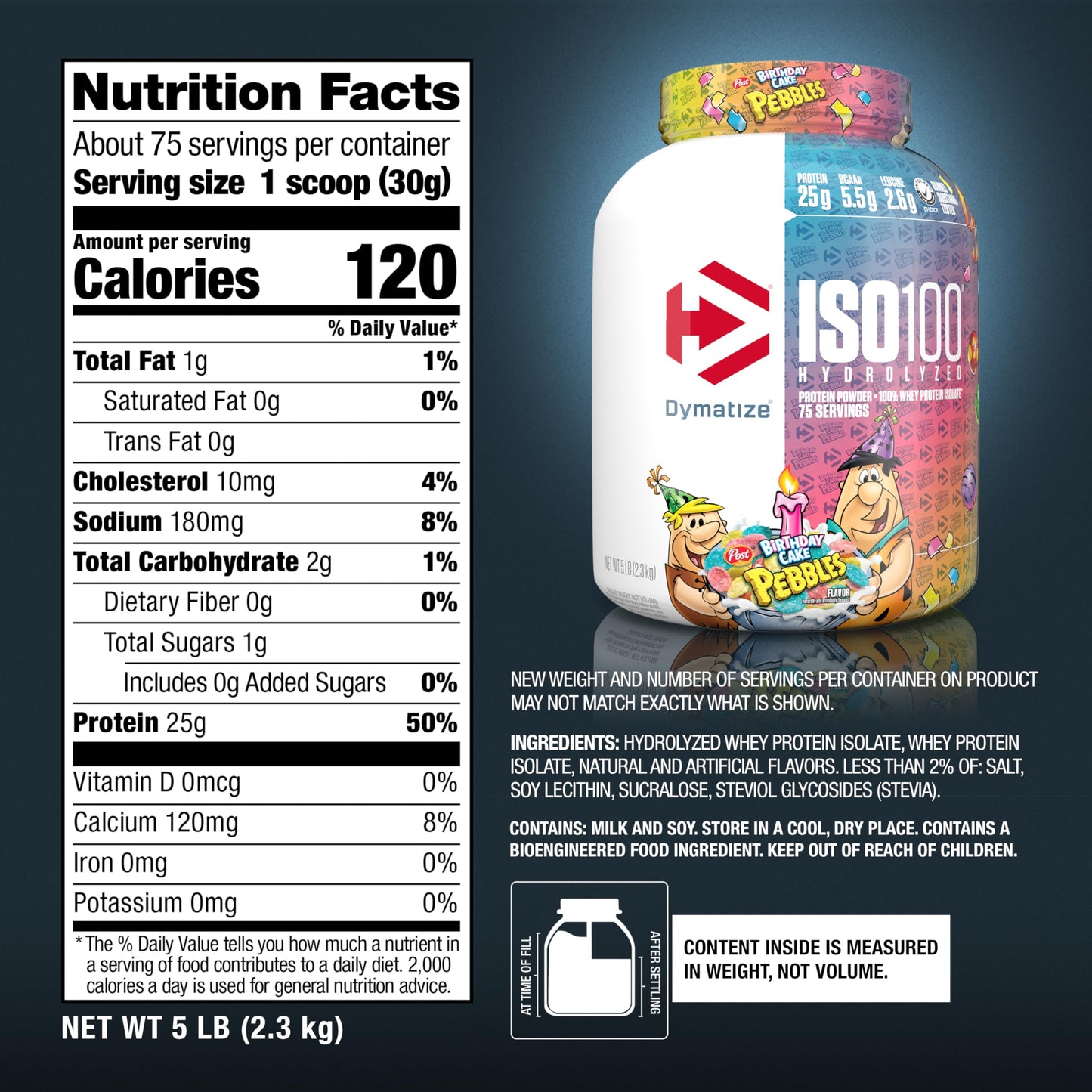 Dymatize ISO100 Whey Protein Isolate Powder, Birthday Cake, 80 Servings