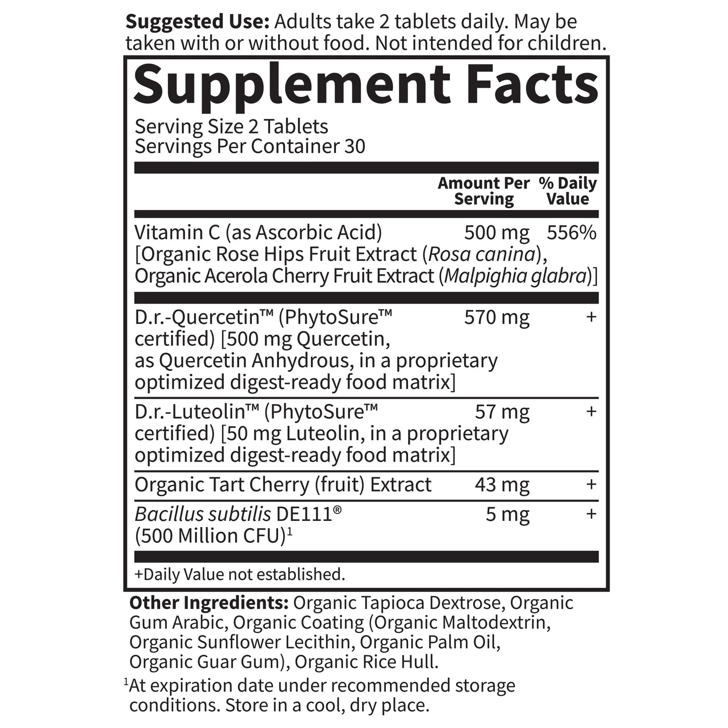 Garden of Life Quercetin Once Daily Immune System Support with Vitamin C, D & Probiotics – Dr Formulated, Immune Health, Respiratory & Skin Health, Gluten Free, Non-GMO, 60 Vegetarian Tablets