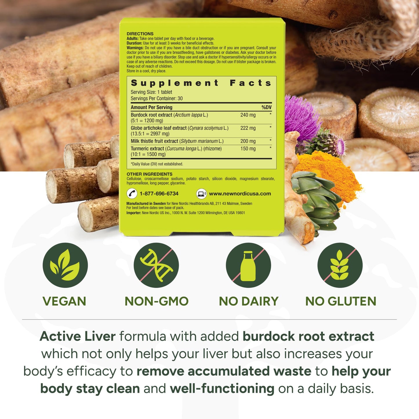 NEW NORDIC Active Liver Cleanse Herbal Supplement 30 Tablets