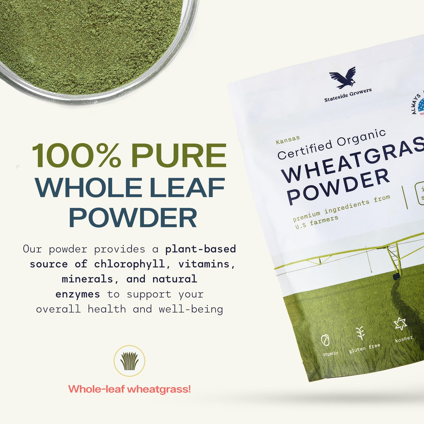 Stateside Growers Organic Wheatgrass Powder 8 Ounce