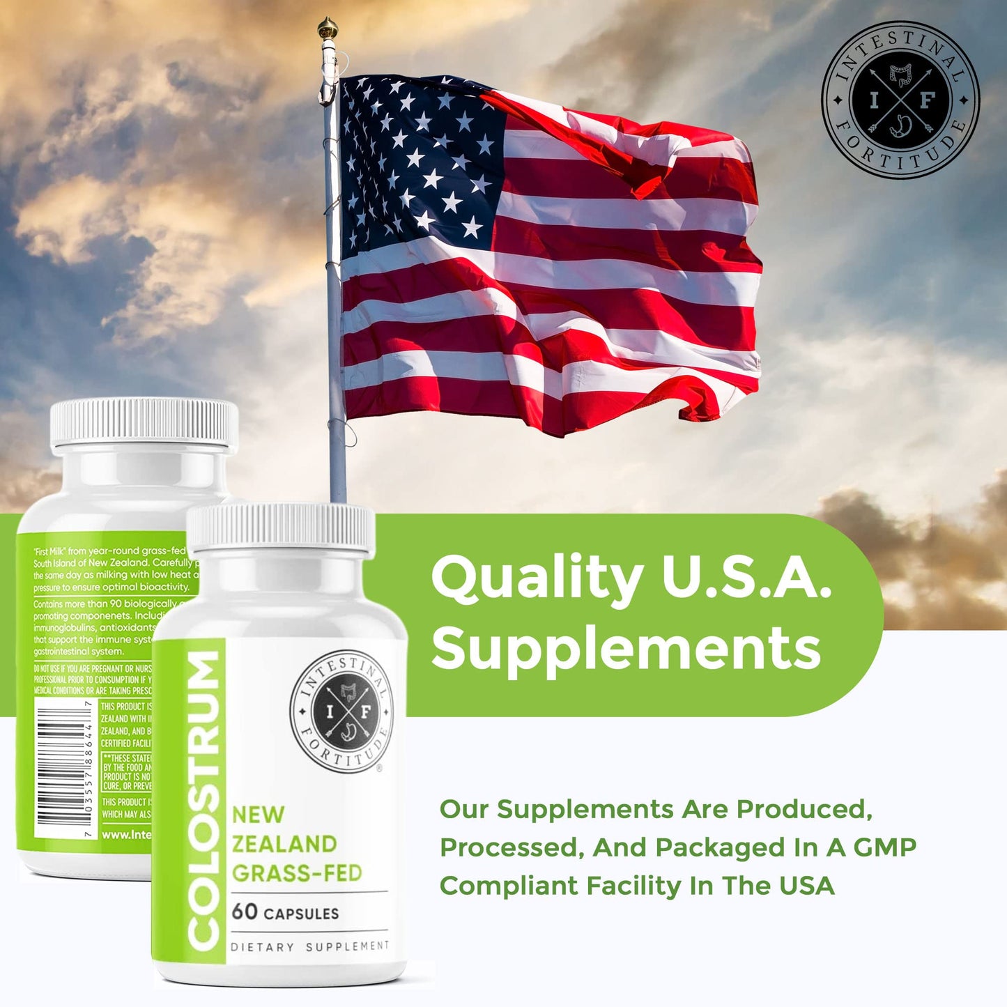 Intestinal Fortitude Colostrum Capsules 500 mg, 60 Count