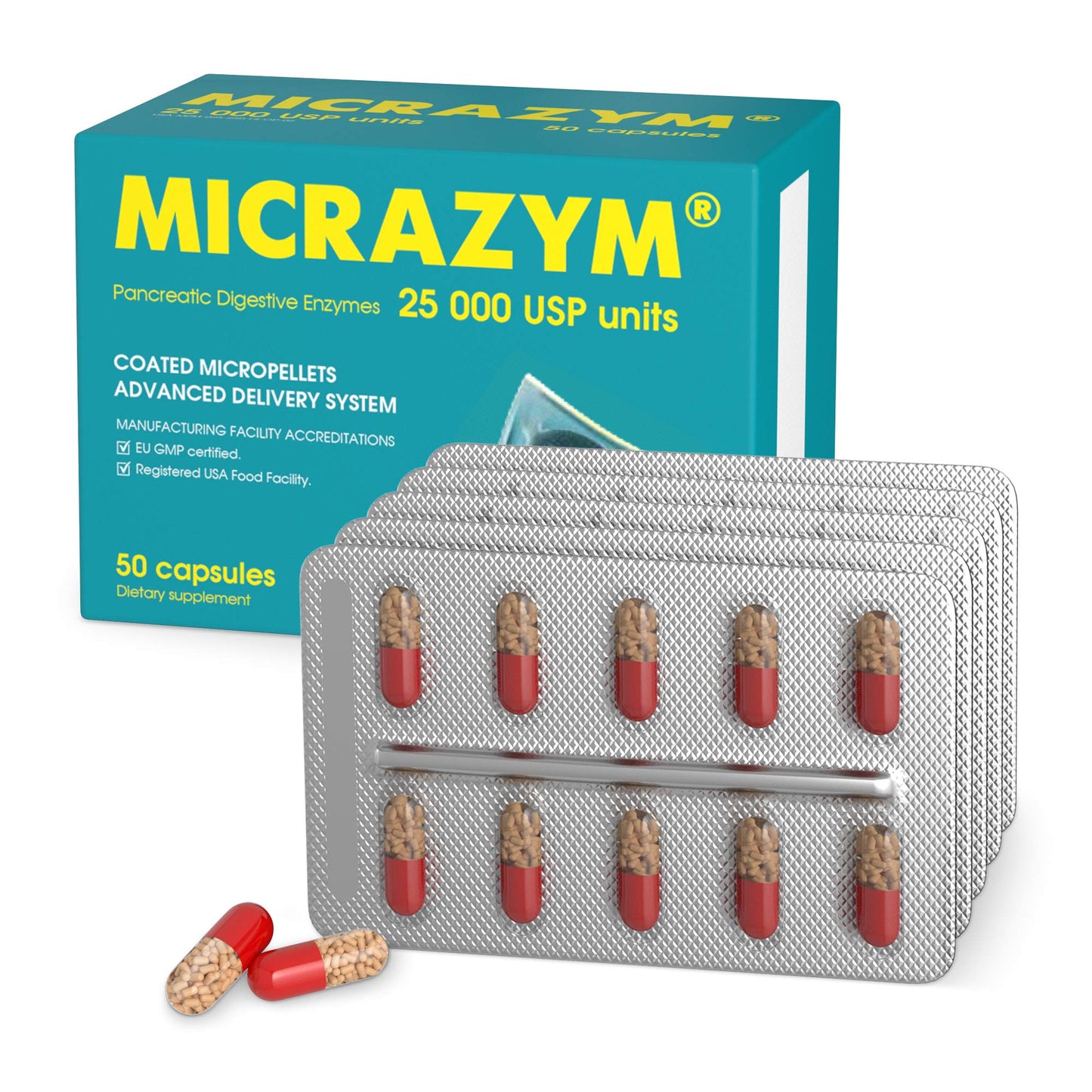Micrazym AVVA Pharma Pancreatic Enzymes 50 Capsules